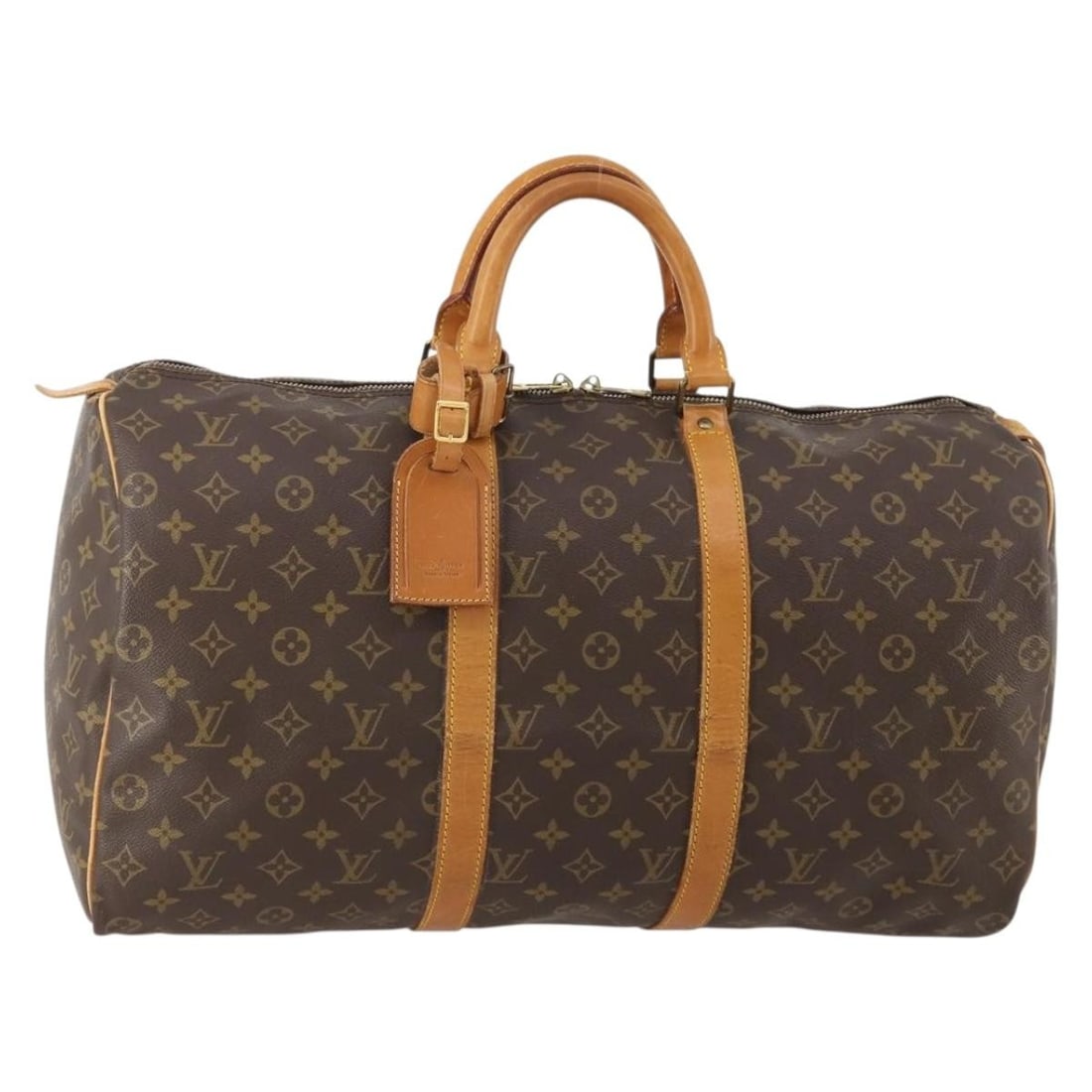 Louis Vuitton M41426 Keepall 50 Monogram Canvas Boston Bag: Louis Vuitton M41426 Keepall 50 Monogram Canvas Boston Bag Louis Vuitton Keepall 50 Boston bag in Monogram canvas, made in France. This women's travel bag includes a name tag and Powanie. Condition is