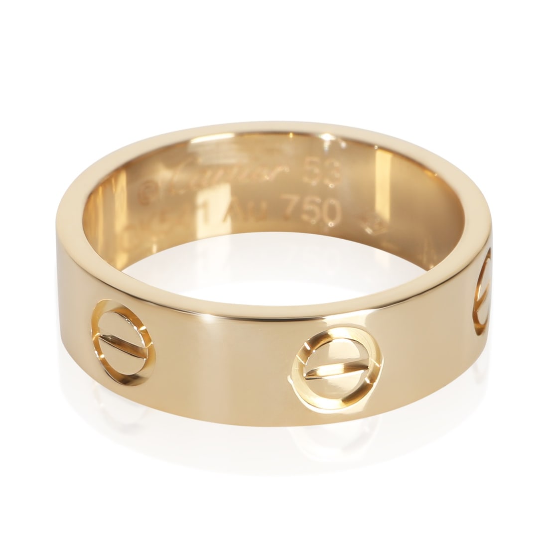 Cartier Love 18k Yellow Gold Ring Size 5.75: Cartier Love 18k Yellow Gold Ring Size 5.75 Cartier Love ring crafted in 18k yellow gold. This women's ring is a pre-owned piece from the Love collection and includes papers and a certificate of authe