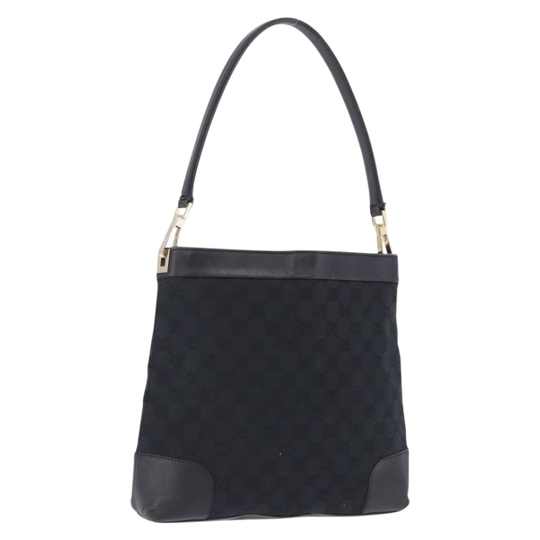 GUCCI 33900 GG Canvas Shoulder Bag Black Gold Tone: GUCCI 33900 GG Canvas Shoulder Bag Black Gold Tone Authentic Gucci shoulder bag in black GG canvas with gold-tone accents. Made in Italy, this women's bag features a slim profile and classic Gucci sty