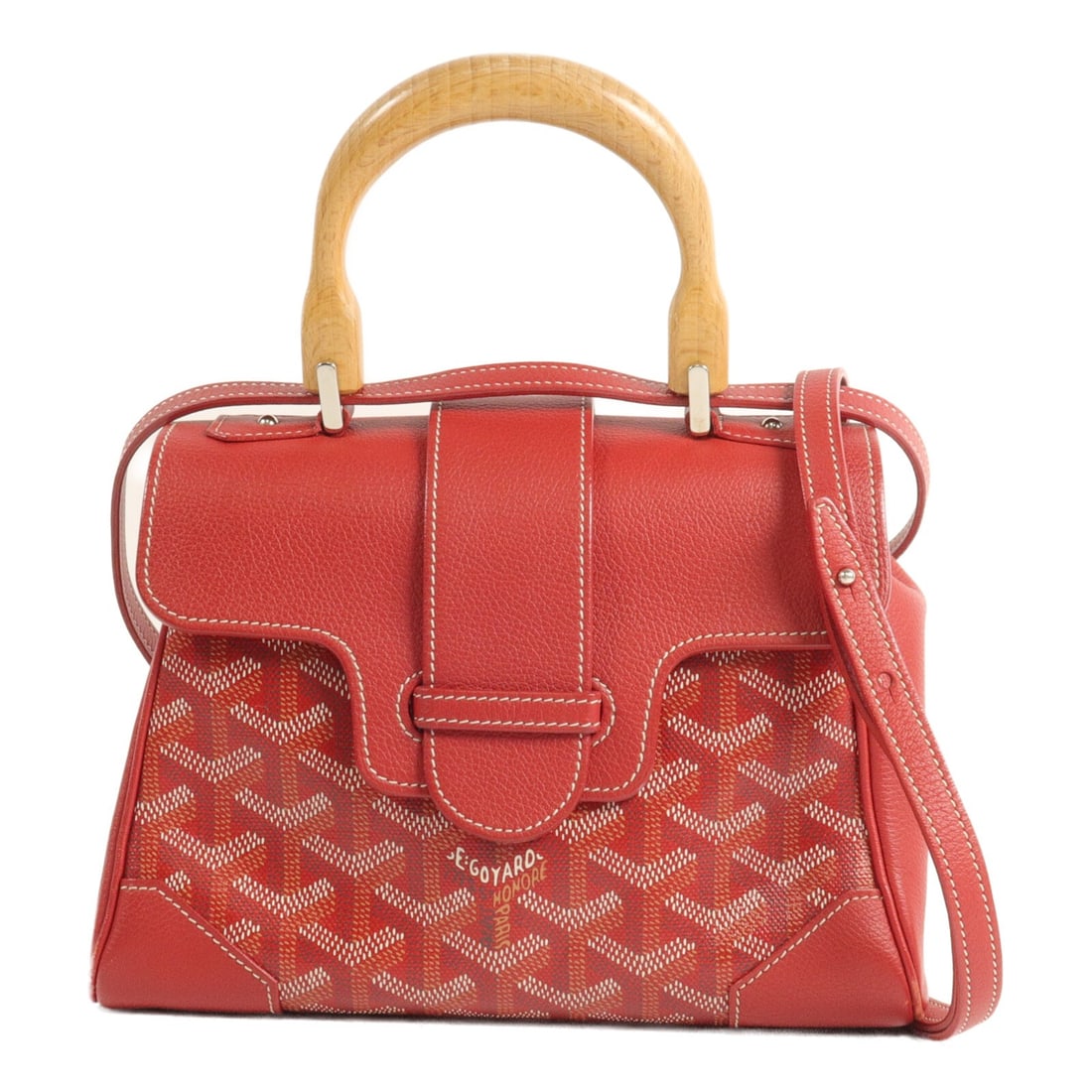 Goyard Saigon PM Red 2 Way Shoulder Bag Coated Canvas Calfskin: Goyard Saigon PM Red 2 Way Shoulder Bag Coated Canvas Calfskin Saigon PM 2-way shoulder bag in red PVC coated canvas with red calfskin leather trim. This women's bag is made in France and features a s