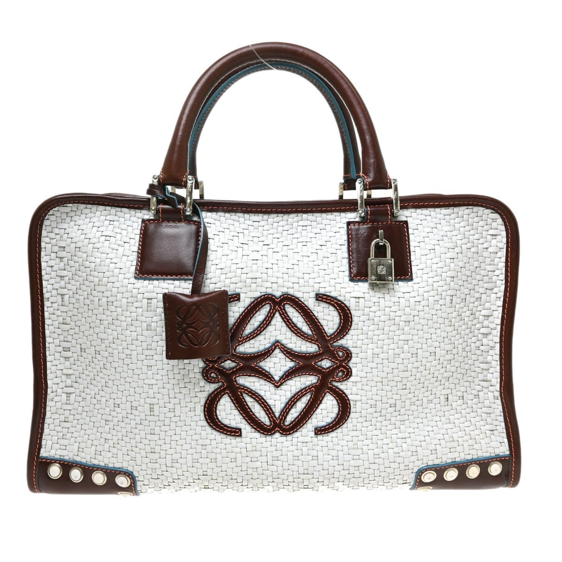 Loewe Amazona 36 white leather top handle bag with keys (1 of 10)
