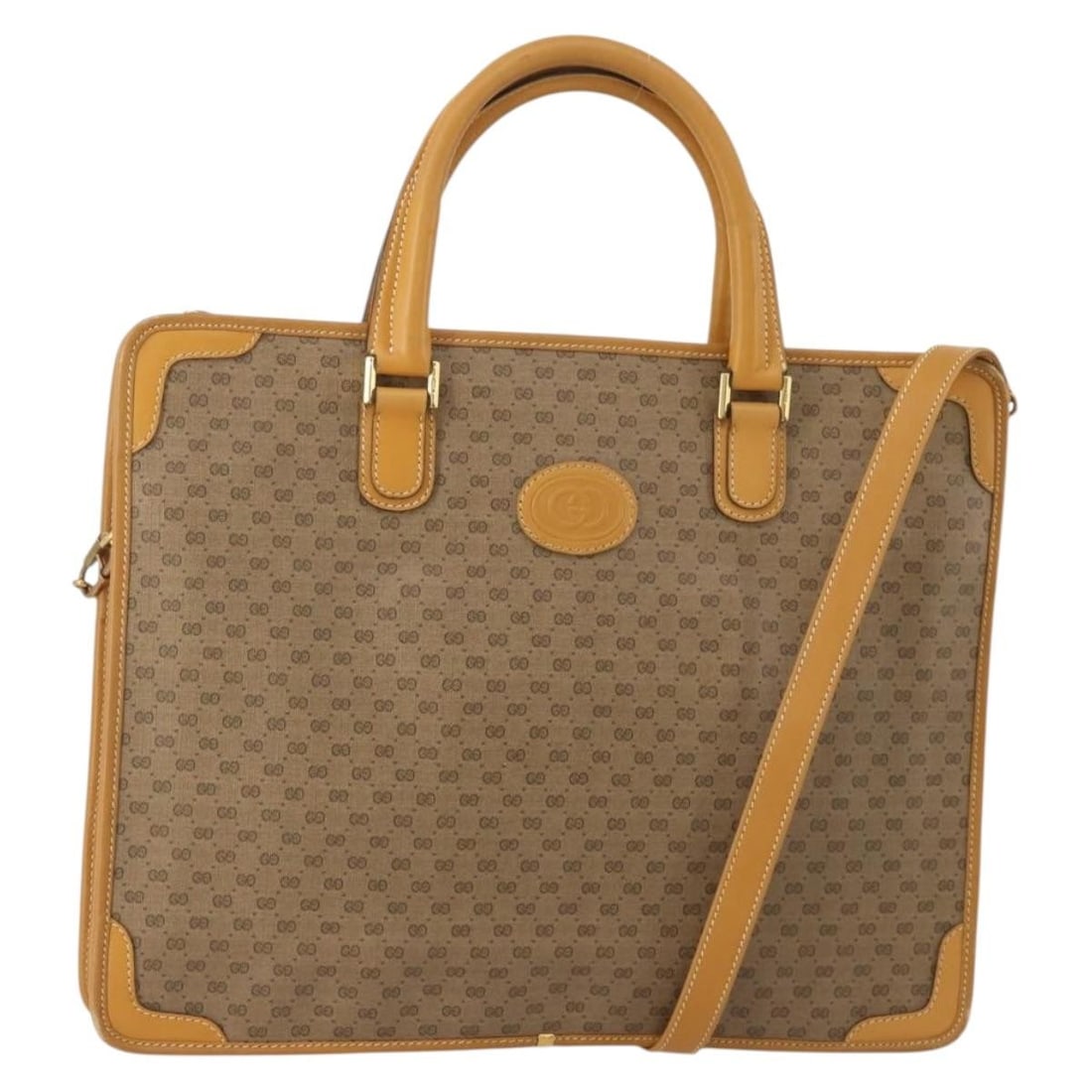 GUCCI 015 1080025 Micro GG 2way Handbag Beige PVC Leather: GUCCI 015 1080025 Micro GG 2way Handbag Beige PVC Leather Gucci Micro GG 2-way handbag in beige PVC leather with gold-tone accents. Designed for women, this Italian-made bag can be carried by the hand