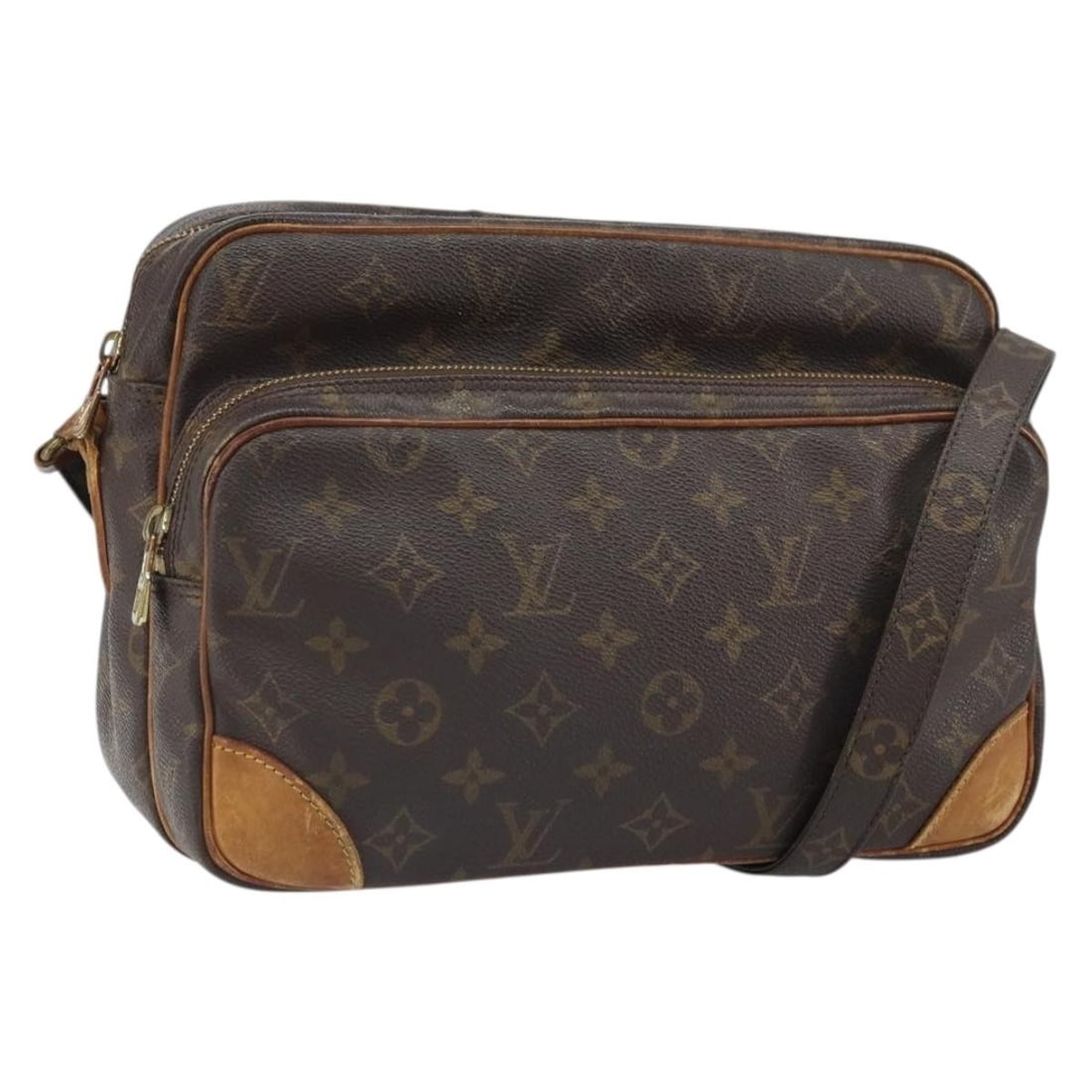 Louis Vuitton Nile Monogram Canvas Shoulder Bag M45244 France: Louis Vuitton Nile Monogram Canvas Shoulder Bag M45244 France This Louis Vuitton Monogram Nile shoulder bag features the signature Monogram canvas exterior and is made in France. The bag is designed w