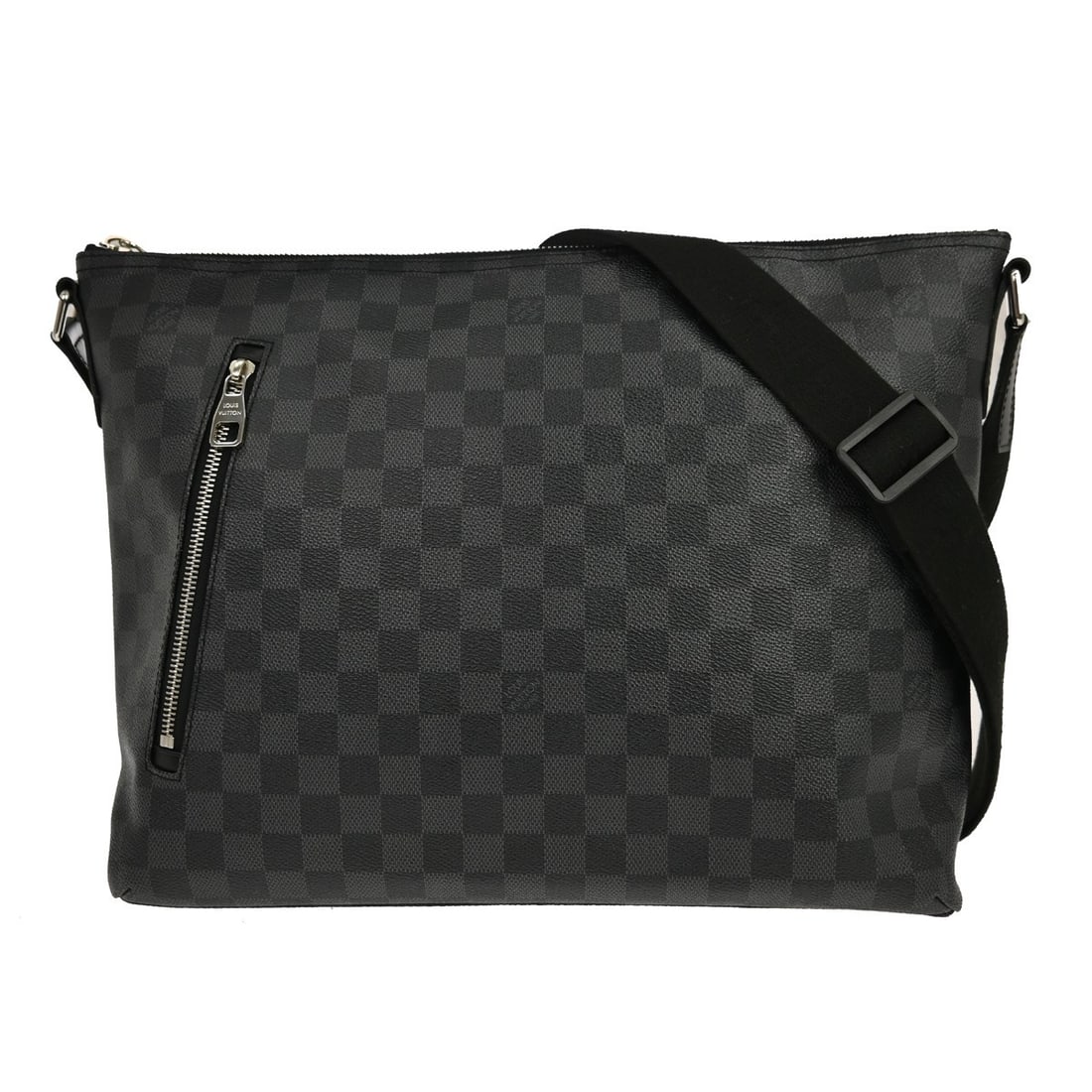 Louis Vuitton Mick MM Damier Graphite Crossbody Bag N41106: Louis Vuitton Mick MM Damier Graphite Crossbody Bag N41106 Vintage Louis Vuitton Mick MM shoulder bag in Damier Graphite canvas with leather trim. This large unisex crossbody style features a zip clos