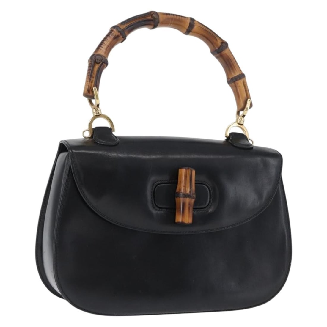 Gucci 000 1781 0633 Bamboo Leather Handbag Black Gold: Gucci 000 1781 0633 Bamboo Leather Handbag Black Gold Gucci bamboo handle handbag in black leather with gold-tone accents. Made in Italy, this women's handbag shows heavy use, including rubbing, stain