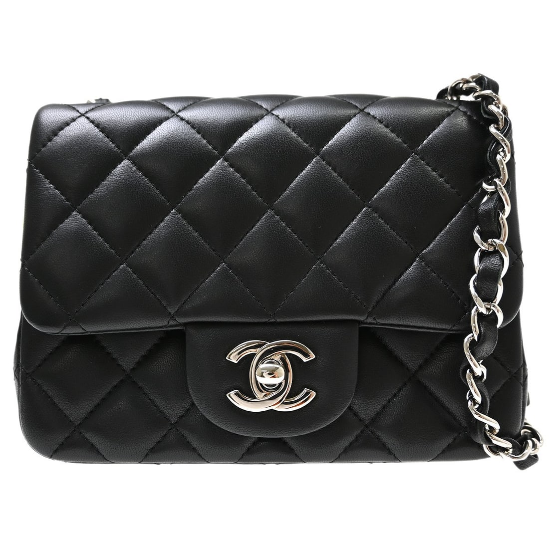 CHANEL Classic Flap Mini Square Lambskin Shoulder Bag Black (1 of 7)