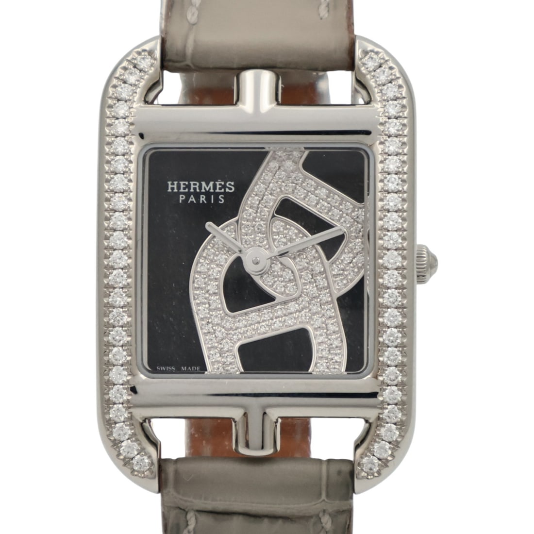Hermes CC1.330 Capecod women's quartz wristwatch black steel diamond: Hermes CC1.330 Capecod women's quartz wristwatch black steel diamond Hermes Capecod CC1.330 quartz wristwatch for women in black, featuring a stainless steel case with diamond details and a black dial