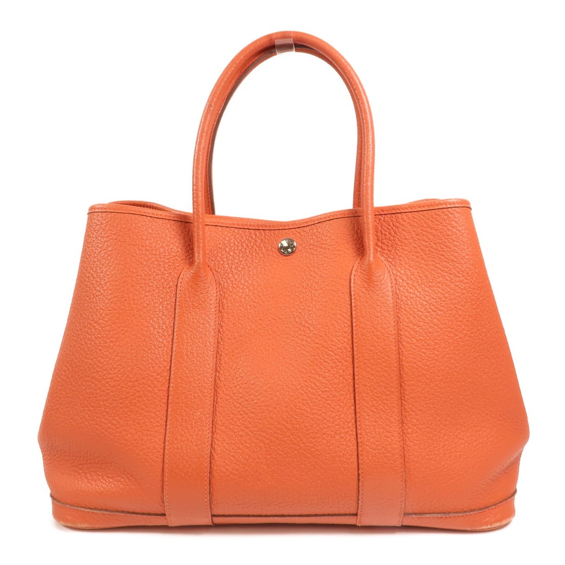 Hermes Garden Party PM Orange Negonda Leather Tote PHW: Hermes Garden Party PM Orange Negonda Leather Tote PHW Hermes Garden Party PM tote bag in orange Negonda leather with palladium-tone hardware. This women's tote is made in France and features an open 