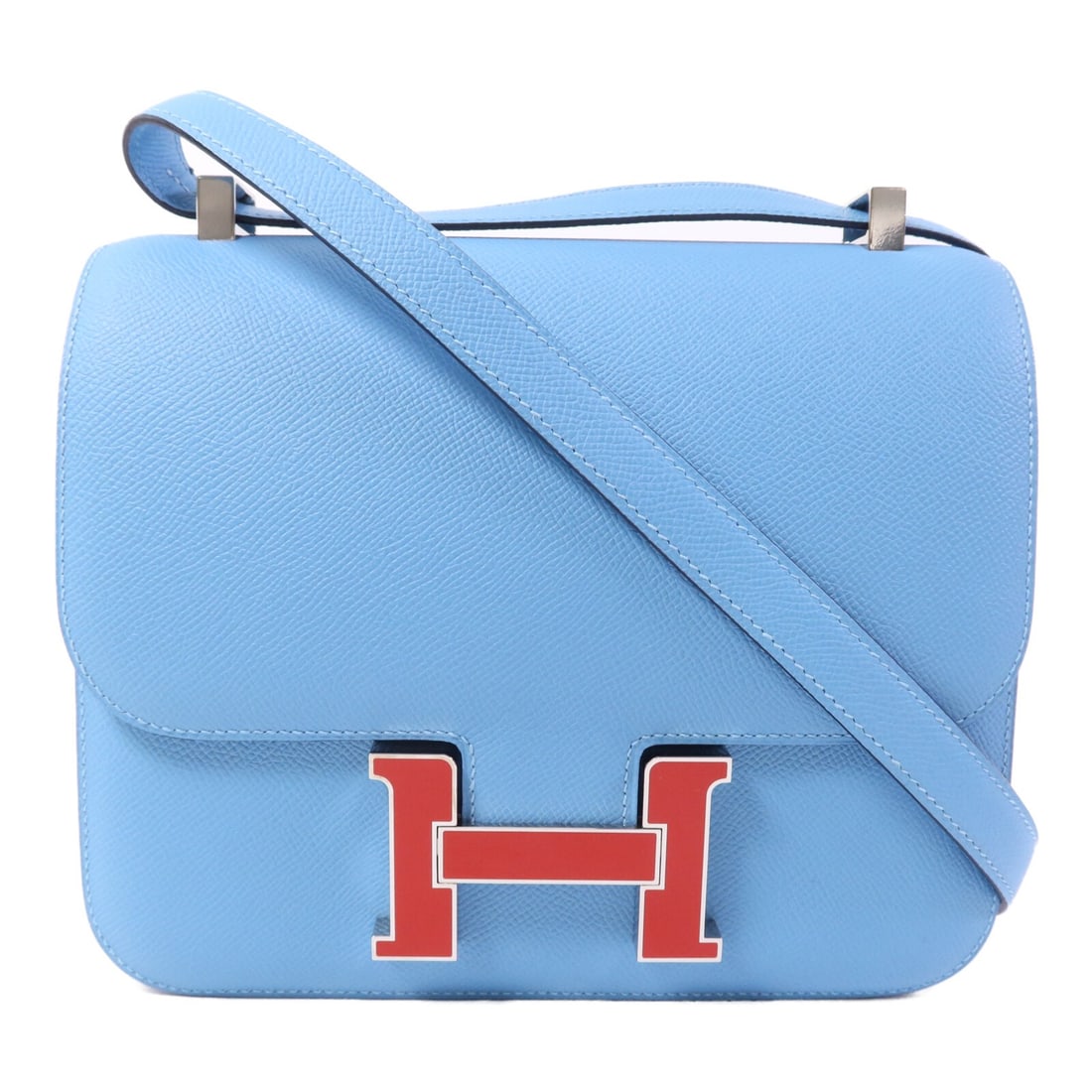 Hermes Constance 24 Epsom Leather Shoulder Bag Bleu du Nord Rouge de Coeur PHW (1 of 15)