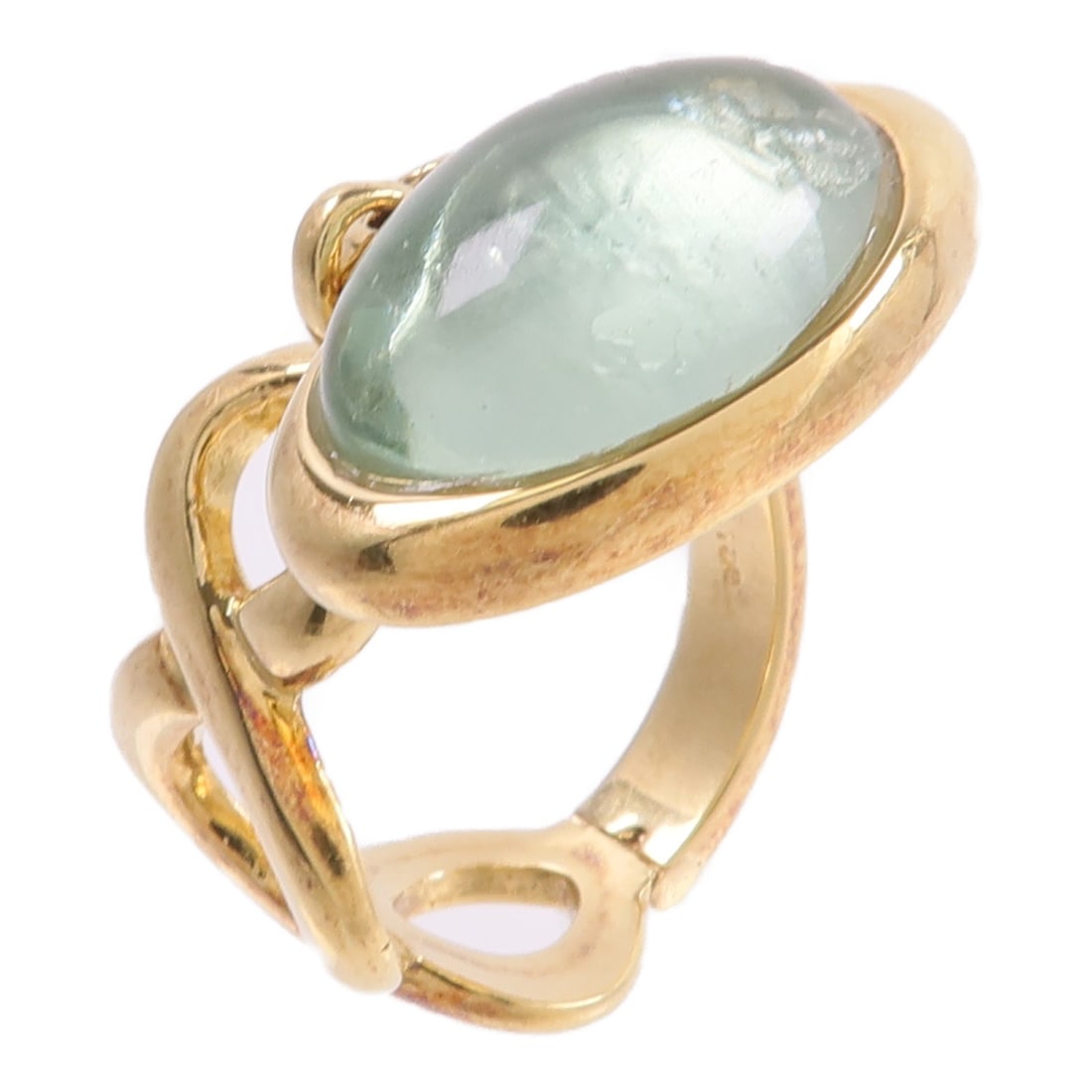 18K Yellow White Gold Crystal Ring Green Stone Size 6.75: 18K Yellow White Gold Crystal Ring Green Stone Size 6.75 Women's crystal ring crafted in 18K yellow gold and 18K white gold with a green color design. This piece comes without accessories and shows re