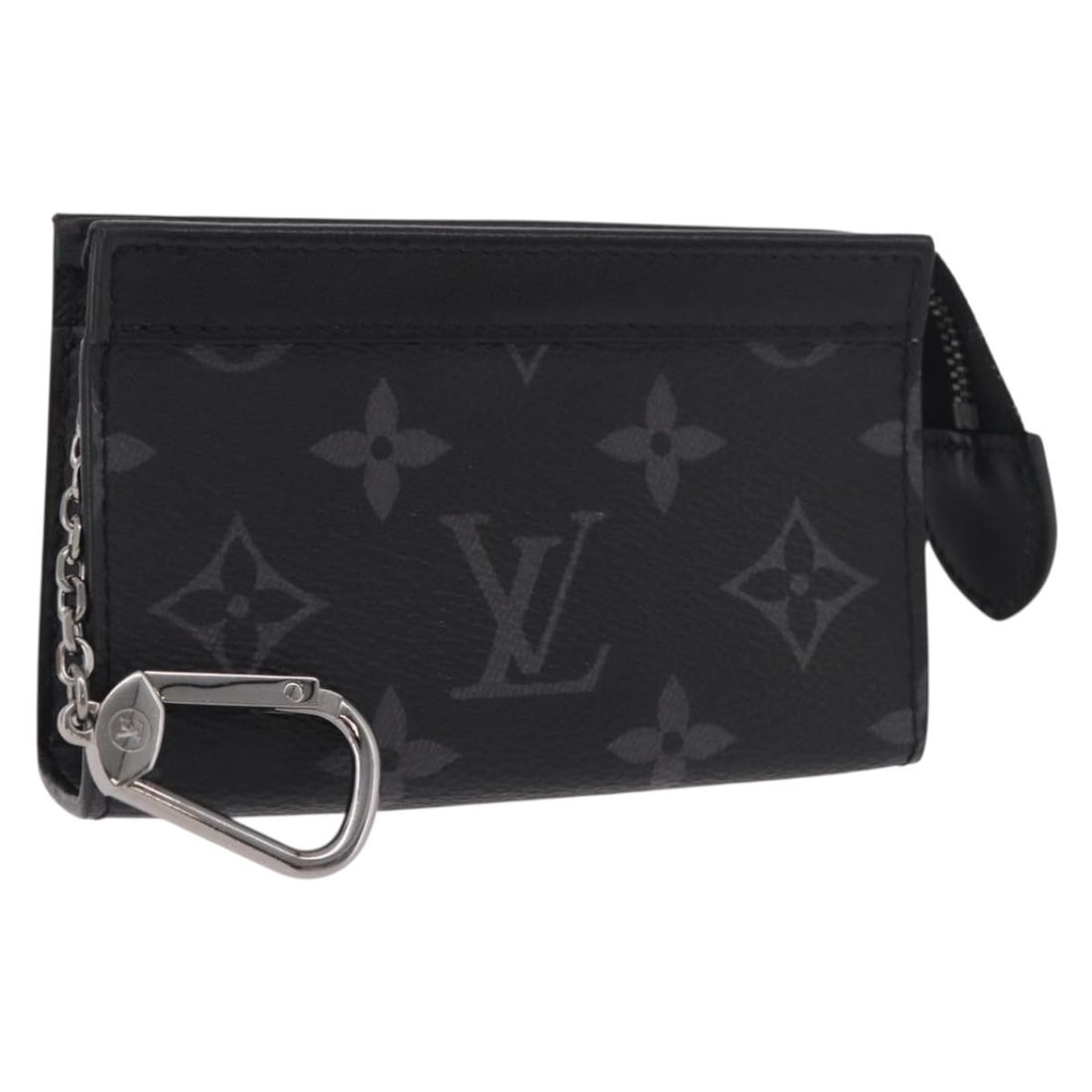 Louis Vuitton M82776 Cles Voyage Coin Purse Monogram Eclipse Canvas: Louis Vuitton M82776 Cles Voyage Coin Purse Monogram Eclipse Canvas Louis Vuitton Eclipse Cles Voyage pochette coin purse in Monogram Eclipse canvas. This compact zip pouch is made in Italy and includ