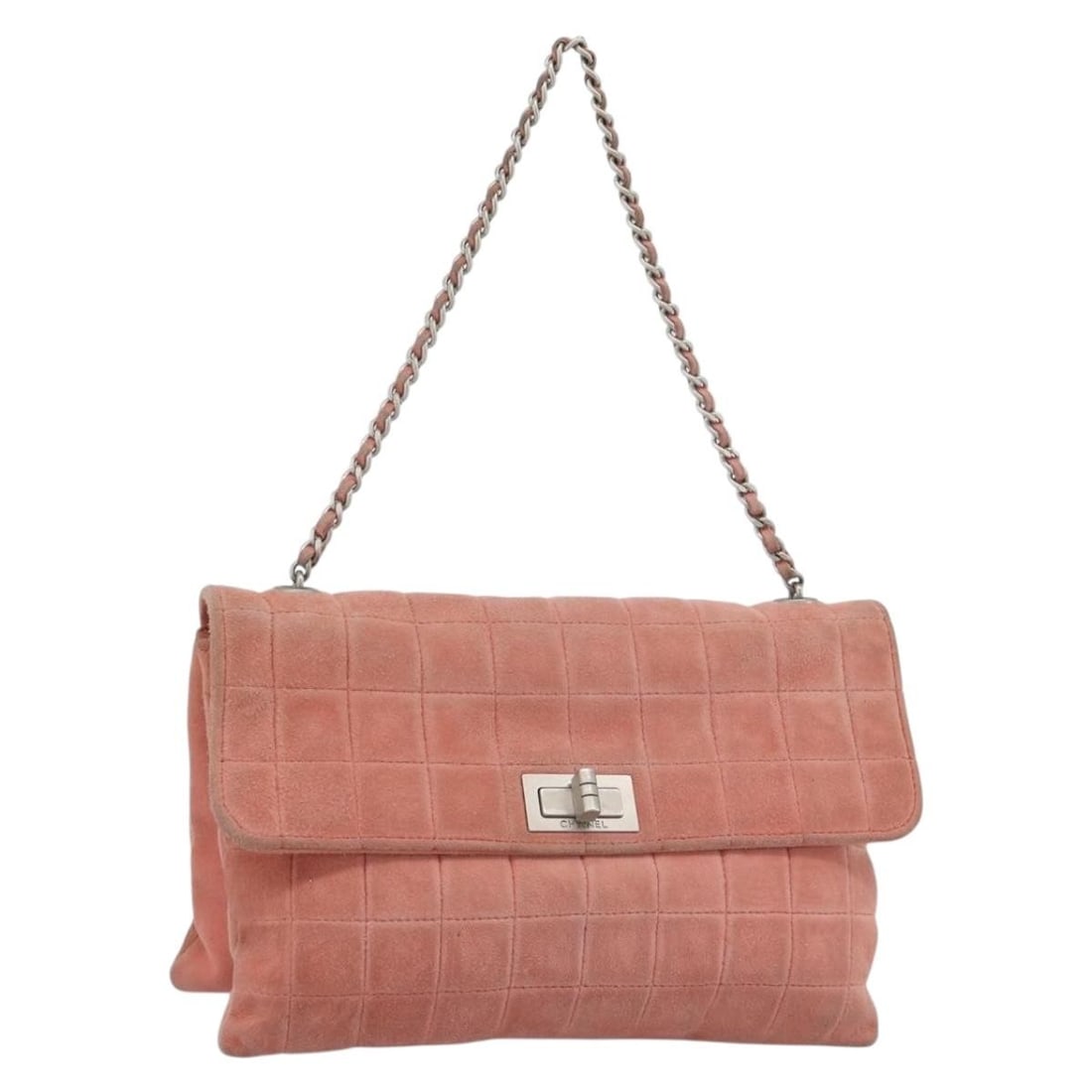 CHANEL Choco Bar 2.55 Suede Shoulder Bag Pink Silver CC (1 of 18)