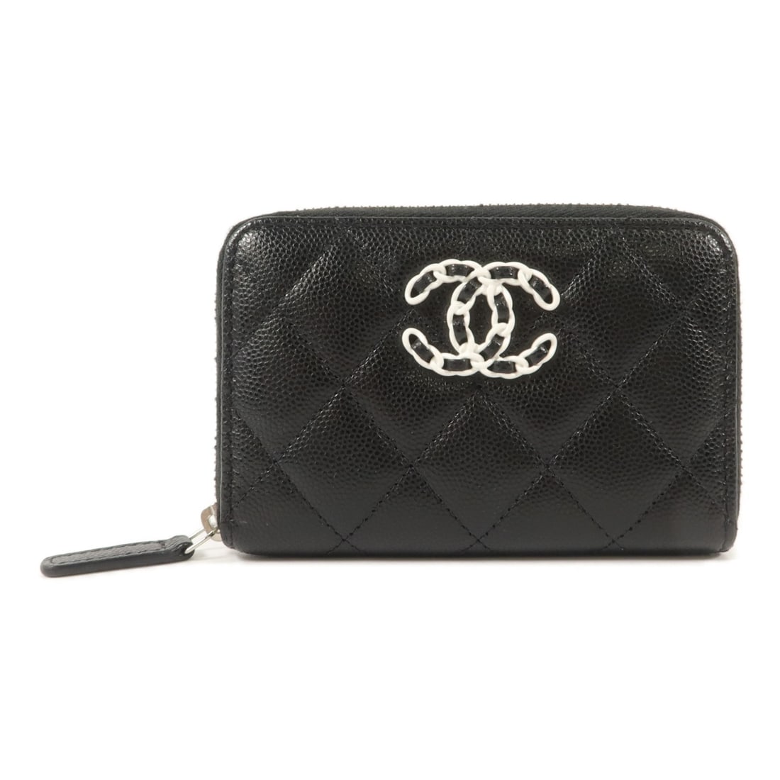 CHANEL AP3716 Calfskin Zip Card and Coin Wallet Black SHW: CHANEL AP3716 Calfskin Zip Card and Coin Wallet Black SHW Chanel zipped coin card holder wallet in black calfskin leather with CC SHW detailing. This women's round wallet features a compact design wit