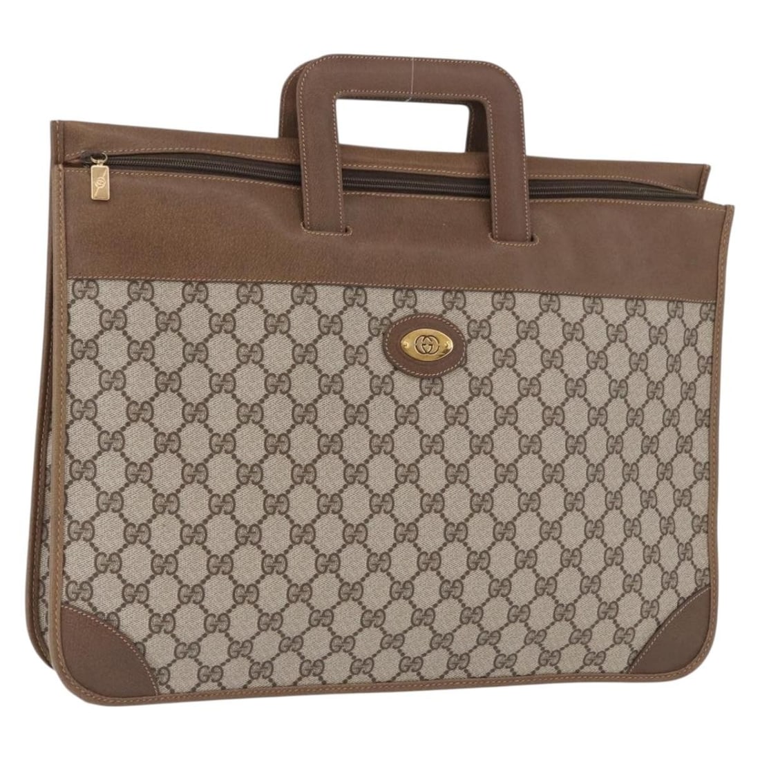 GUCCI 194077 GG Supreme PVC business bag beige gold: GUCCI 194077 GG Supreme PVC business bag beige gold Authentic Gucci GG Supreme business bag in beige and gold PVC leather with GG canvas. Made in Italy, this women's bag has a structured business styl