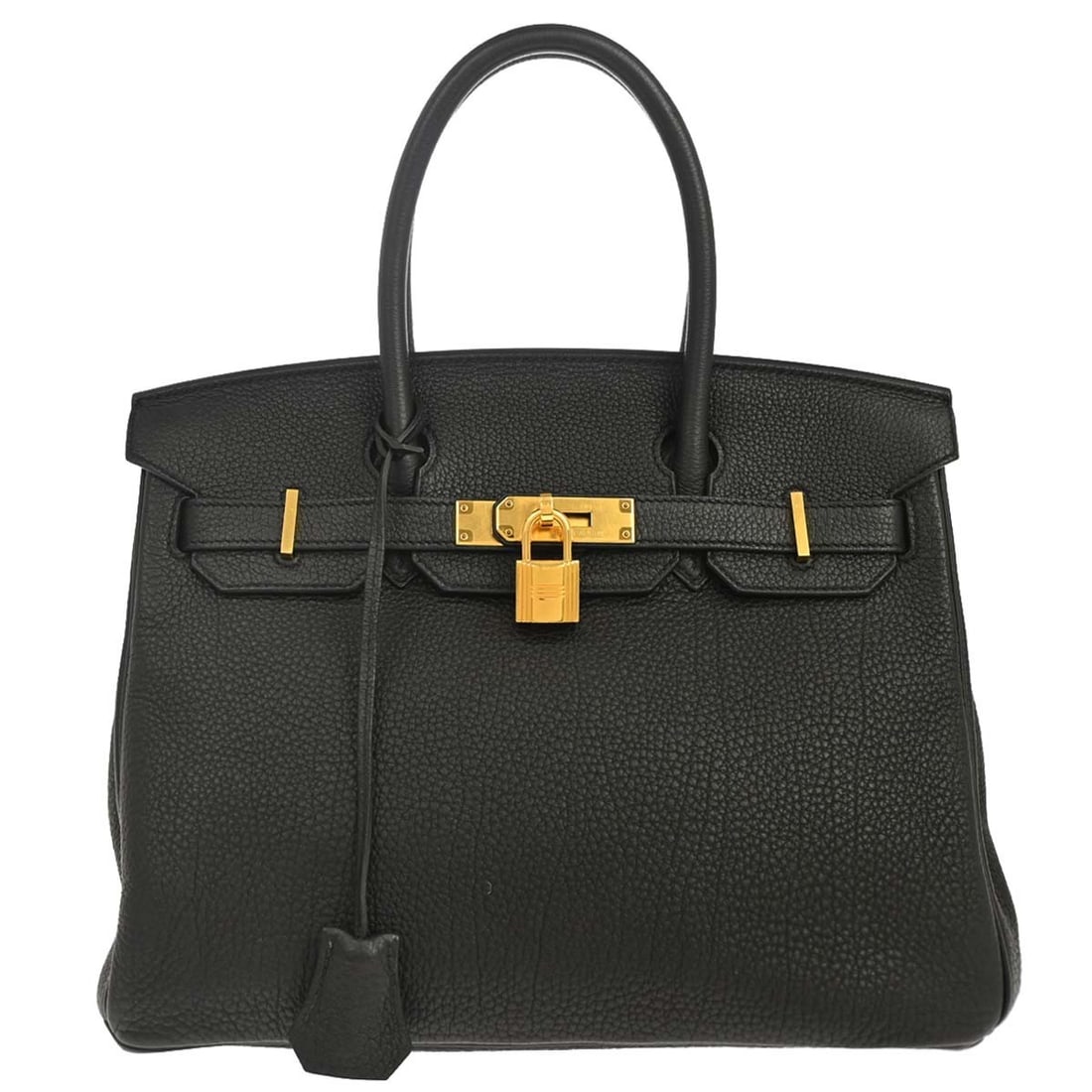HERMES Birkin 30 Black Togo Leather Top Handle Bag: HERMES Birkin 30 Black Togo Leather Top Handle Bag Hermes Birkin 30 handbag in black Togo leather with double handles, leather lining, and lock accent. Made in France, this medium top handle bag inclu