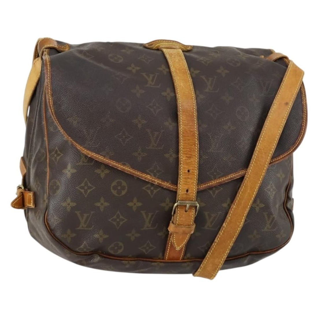 Louis Vuitton M42254 Saumur 35 Monogram Canvas Shoulder Bag: Louis Vuitton M42254 Saumur 35 Monogram Canvas Shoulder Bag Louis Vuitton Monogram Saumur 35 shoulder bag in Monogram canvas, made in France. This women's shoulder bag has an adjustable strap and a cl
