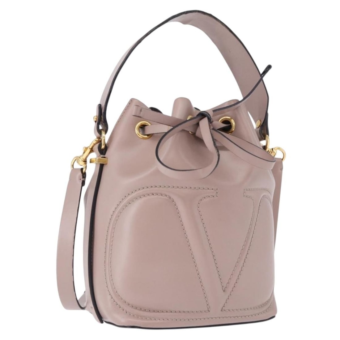 VALENTINO Pink Leather 2 Way Shoulder Bag with Strap: VALENTINO Pink Leather 2 Way Shoulder Bag with Strap Valentino 2-way shoulder bag in pink and gold leather, made in Italy. This women's bag includes a shoulder strap and can be carried by the handle o