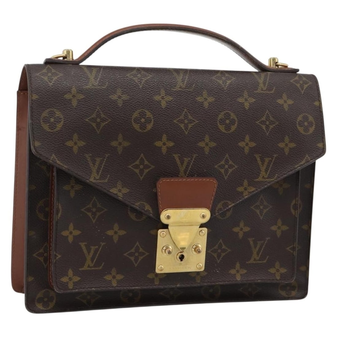 Louis Vuitton Monceau 28 Monogram Canvas Handbag M51185: Louis Vuitton Monceau 28 Monogram Canvas Handbag M51185 Louis Vuitton Monceau 28 handbag in Monogram canvas, made in France. This women's handbag is a heavily used piece with visible wear throughout, 
