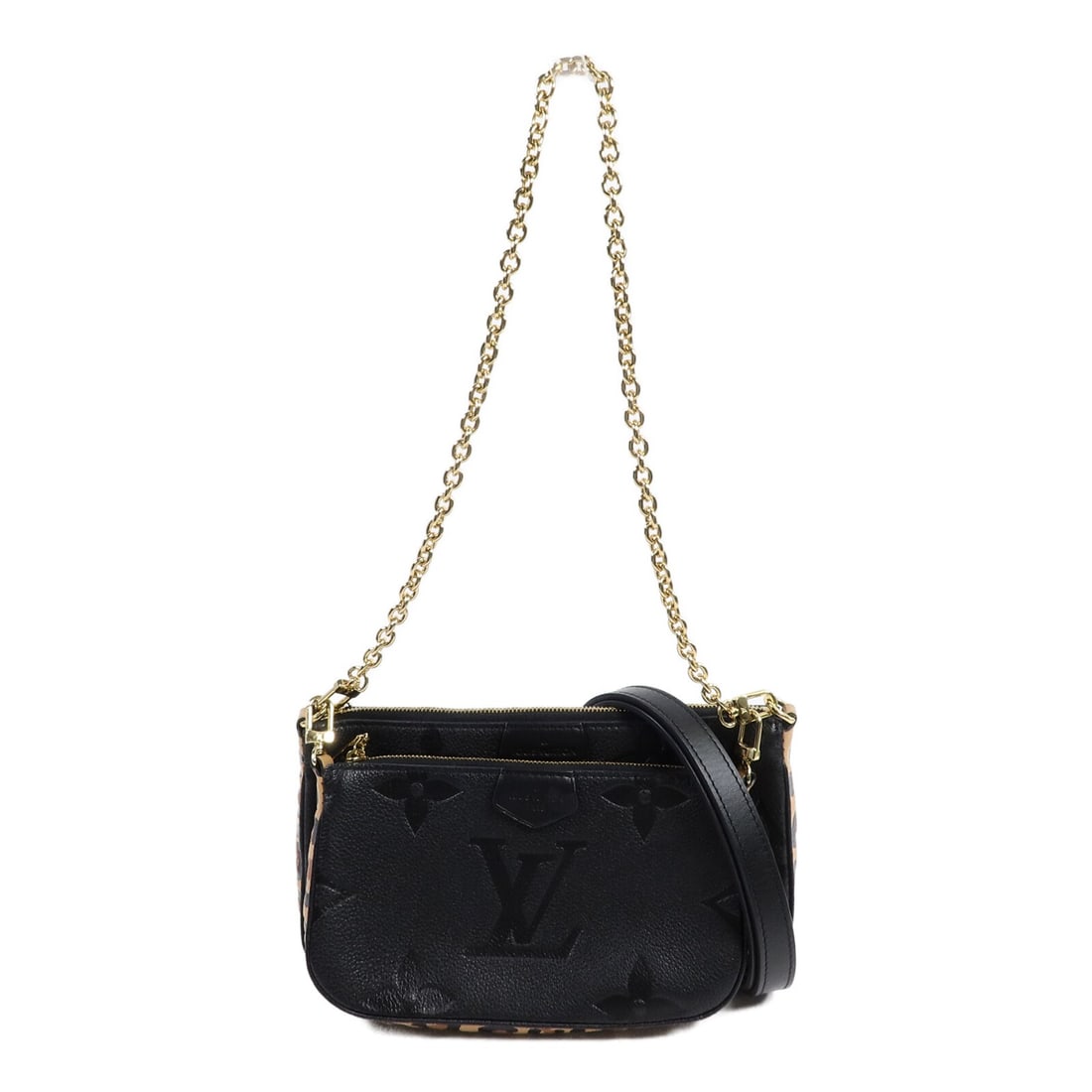 Louis Vuitton Wild At Heart Multi Pochette Shoulder Bag M58520: Louis Vuitton Wild At Heart Multi Pochette Shoulder Bag M58520 Wild At Heart Multi Pochette Accessories shoulder bag in black Monogram Empreinte and PVC coated canvas. This women's bag includes a shou