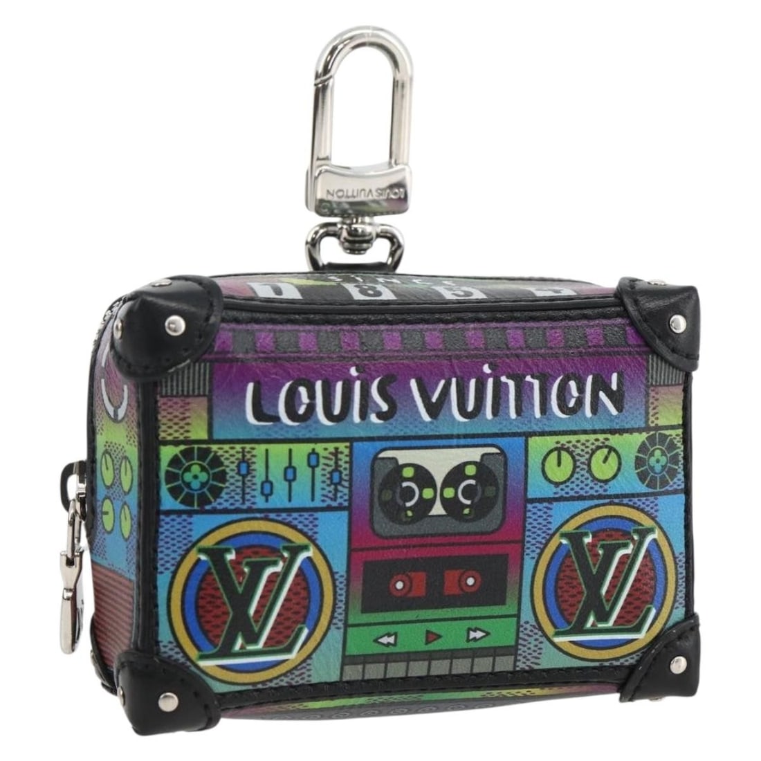 Louis Vuitton M02395 LV Stereo Leather Bag Charm Multicolor: Louis Vuitton M02395 LV Stereo Leather Bag Charm Multicolor Louis Vuitton Stereo bag charm in multicolor leather, made in Italy. This women's accessory features a compact design and is offered without
