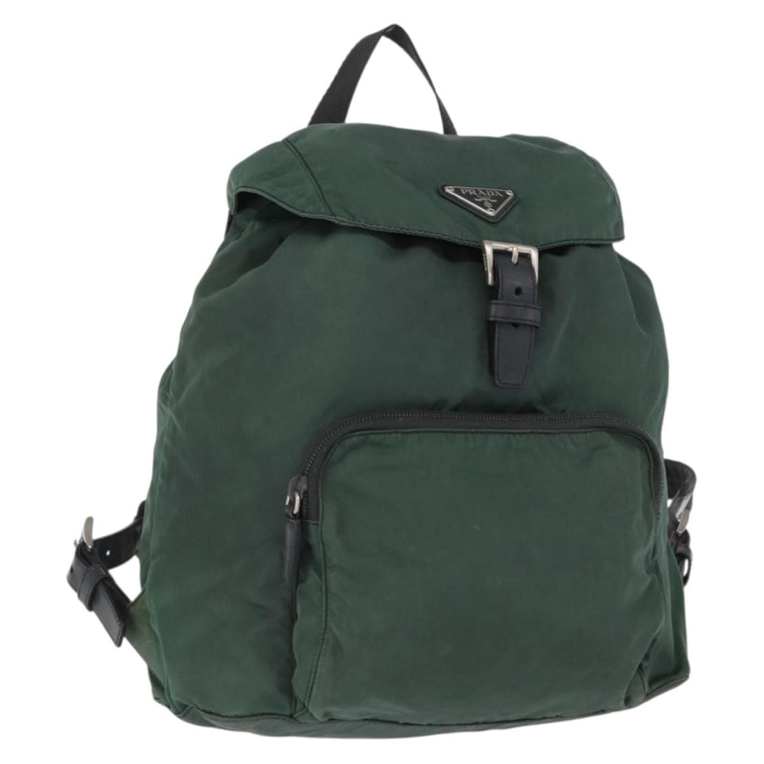 Prada nylon green silver backpack Italy 11.8 inch: Prada nylon green silver backpack Italy 11.8 inch This PRADA women's backpack is crafted from green and silver nylon and was made in Italy. It features a spacious main compartment and practical design