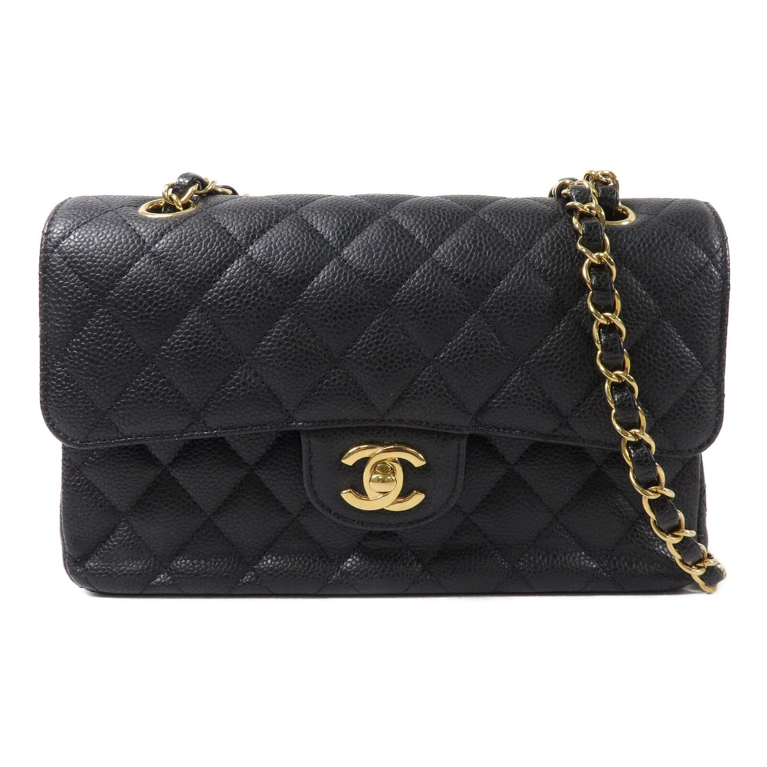 CHANEL A01113 Classic 23 Black Calfskin Chain Shoulder Bag: CHANEL A01113 Classic 23 Black Calfskin Chain Shoulder Bag Classic Chanel CC chain shoulder bag in black calfskin leather with a turn-lock closure and multiple interior and exterior pockets. Includes 