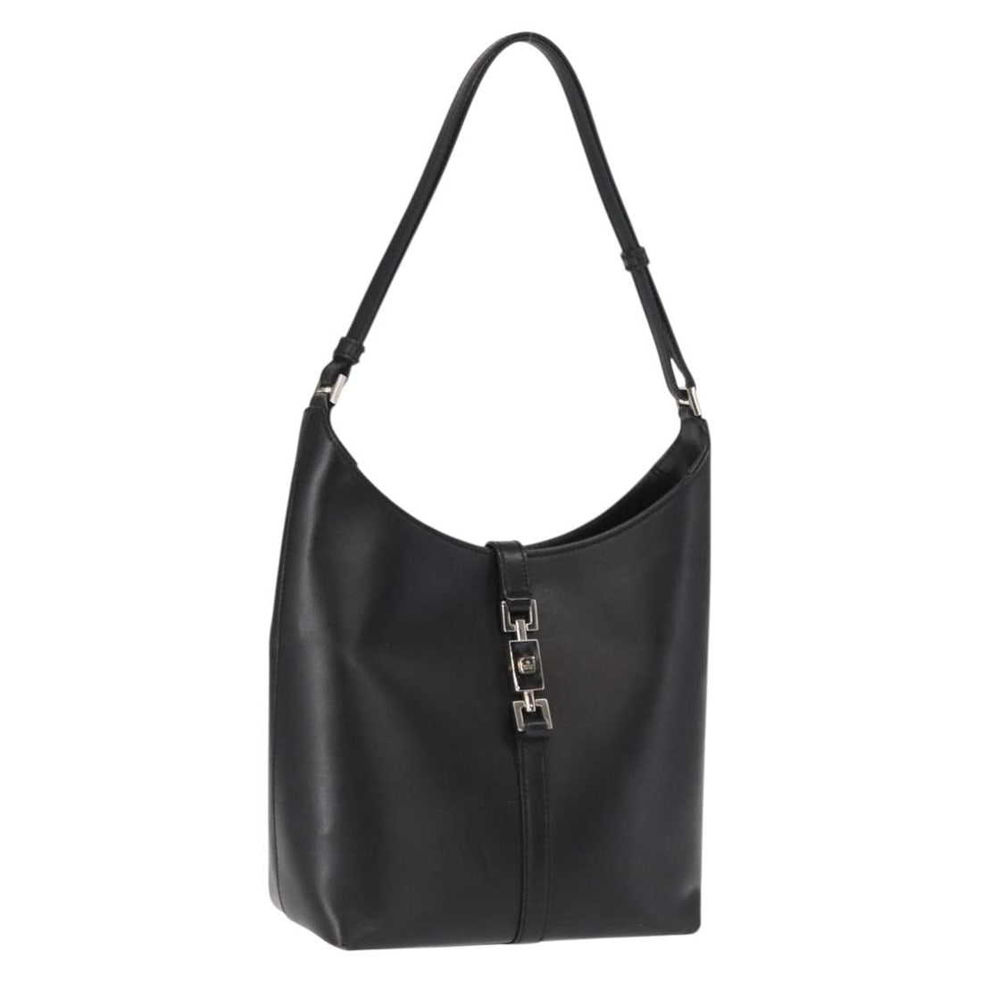 GUCCI 001 3875 Jackie black leather shoulder bag: GUCCI 001 3875 Jackie black leather shoulder bag Gucci Jackie shoulder bag in black leather with silver-tone accents, made in Italy. This women's bag includes the item only; box and dust bag are not i