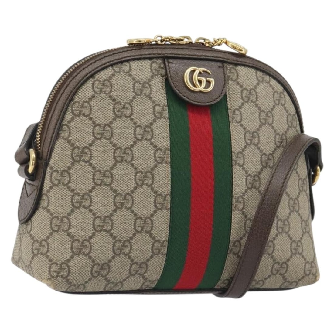 GUCCI Ophidia Sherry Line Shoulder Bag GG Supreme PVC 499621: GUCCI Ophidia Sherry Line Shoulder Bag GG Supreme PVC 499621 Gucci Ophidia Sherry Line shoulder bag in beige GG Supreme canvas with PVC leather trim and gold-tone accents. Made in Italy, this women's 