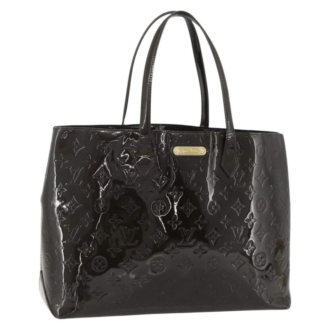 Louis Vuitton M91649 Wilshire GM Monogram Vernis Amarante Tote: Louis Vuitton M91649 Wilshire GM Monogram Vernis Amarante Tote Louis Vuitton Wilshire GM tote bag in Amarante Monogram Vernis patent leather. This women's tote is made in France and features a structu