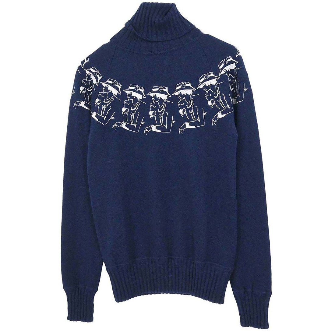 CHANEL Cashmere Turtleneck Pullover Sweater Navy Womens 34: CHANEL Cashmere Turtleneck Pullover Sweater Navy Womens 34 Vintage Chanel pullover sweater in navy knit cashmere with a turtleneck and long sleeves. This women's top is made in Italy and presents in v