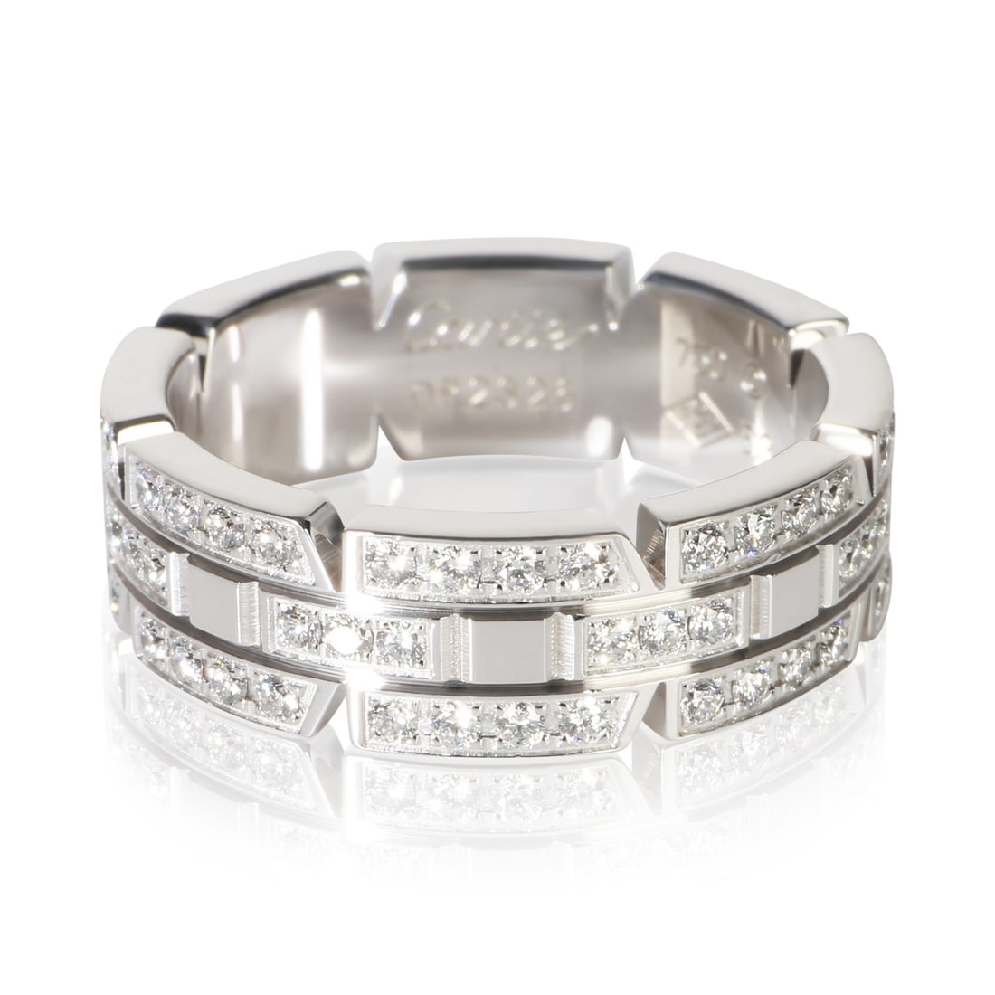 Cartier Tank Francaise 18k White Gold Diamond Ring Size 6.25: Cartier Tank Francaise 18k White Gold Diamond Ring Size 6.25 Cartier Tank Francaise ring crafted in 18k white gold and set with round brilliant white diamonds. This women's ring comes with its origina
