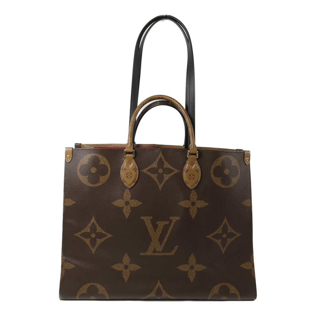 Louis Vuitton On The Go GM M45320 Monogram Giant Brown Shoulder Bag: Louis Vuitton On The Go GM M45320 Monogram Giant Brown Shoulder Bag Louis Vuitton OnTheGo GM 2-way shoulder bag in brown Monogram Giant PVC coated canvas. This women's bag features dual carrying optio