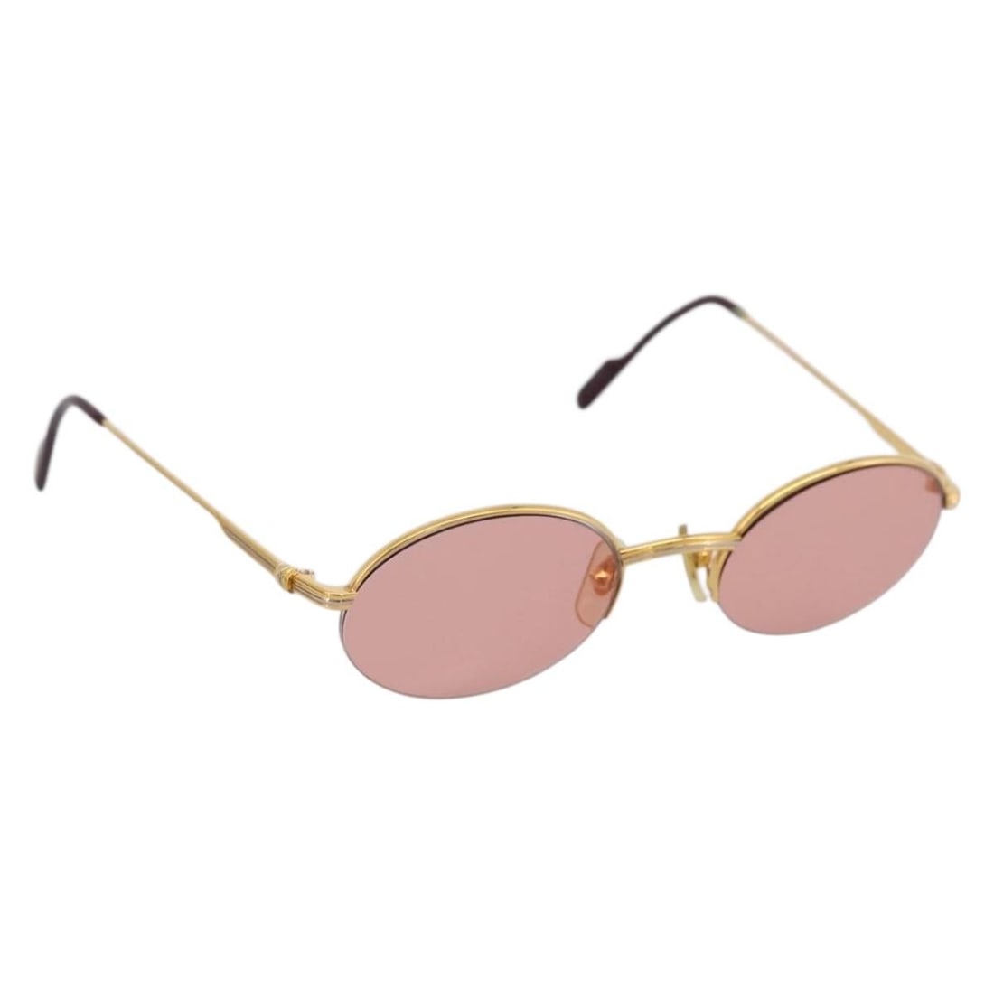 Cartier Metal Sunglasses in Gold Tone Made in France: Cartier Metal Sunglasses in Gold Tone Made in France Authentic Cartier sunglasses in gold-tone metal with a sleek, classic look. Made in France, this pair shows visible wear from use, including slight