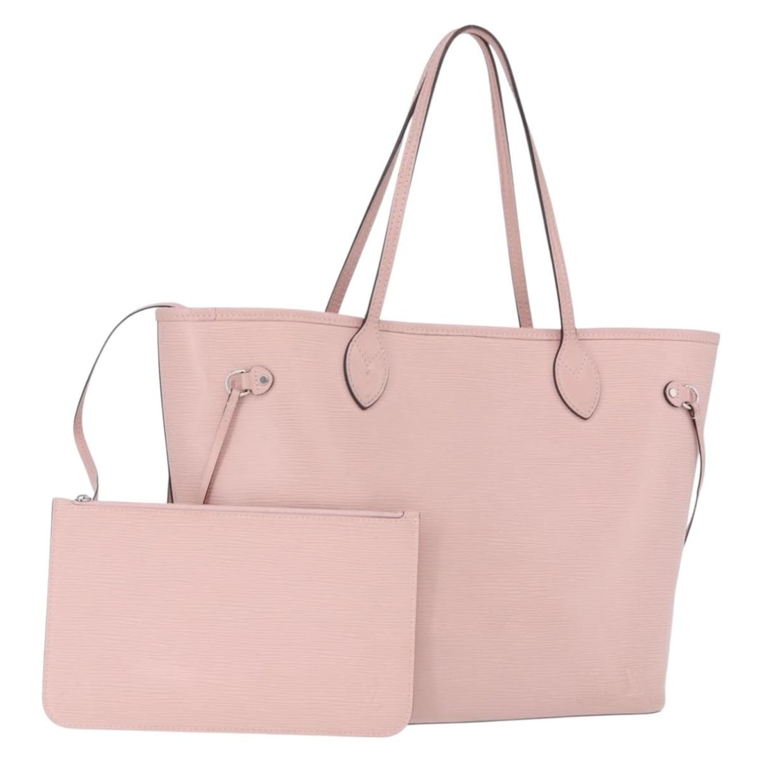Louis Vuitton Neverfull MM Epi Leather Tote Rose Claire M41091: Louis Vuitton Neverfull MM Epi Leather Tote Rose Claire M41091 Louis Vuitton Neverfull MM tote bag in Rose Claire Epi leather with matching pouch. This women's tote was made in Spain and shows heavy u