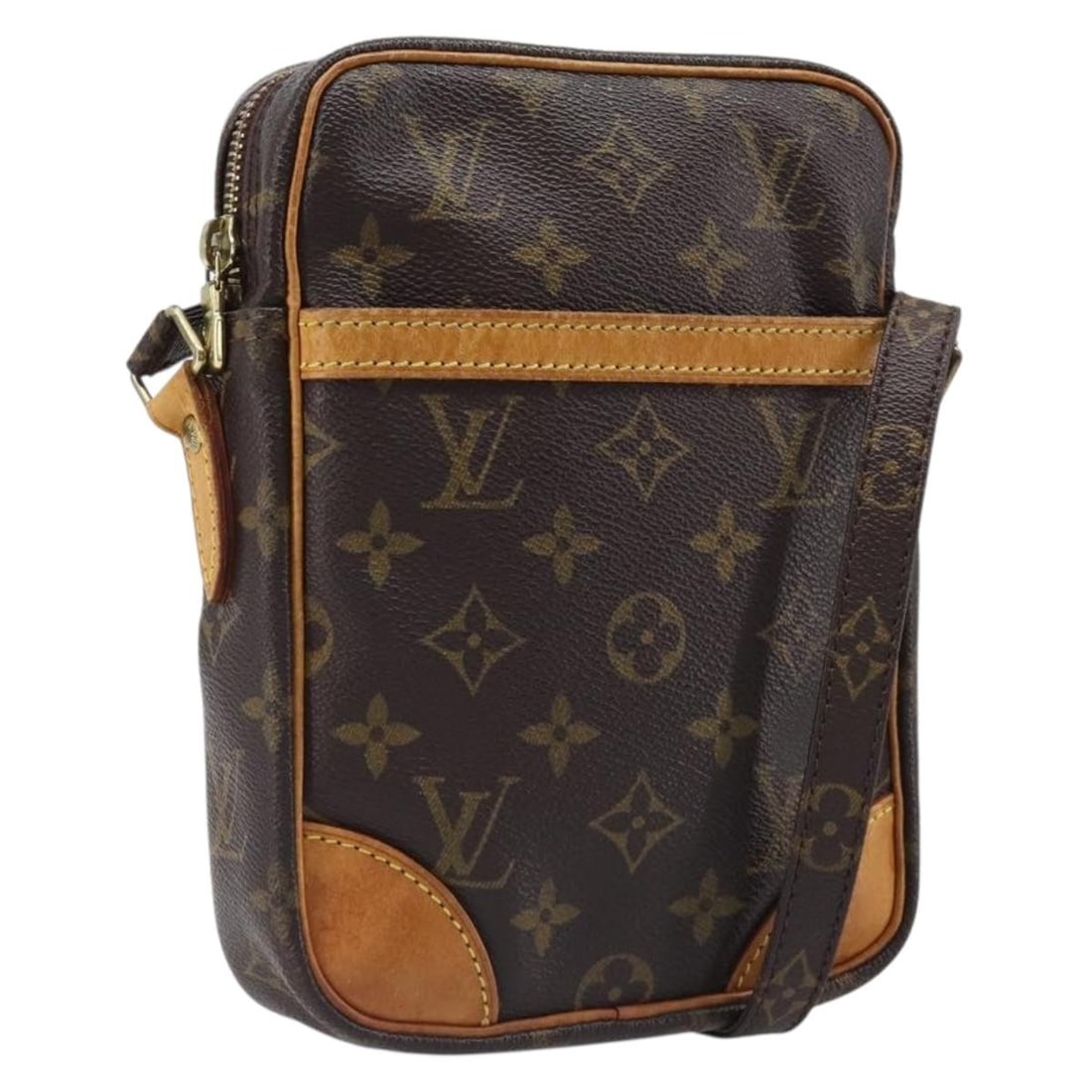 Louis Vuitton M45266 Danube Monogram Canvas Shoulder Bag: Louis Vuitton M45266 Danube Monogram Canvas Shoulder Bag Louis Vuitton Danube shoulder bag in Monogram canvas with an adjustable shoulder strap. Made in France, this women's bag shows heavy use with v