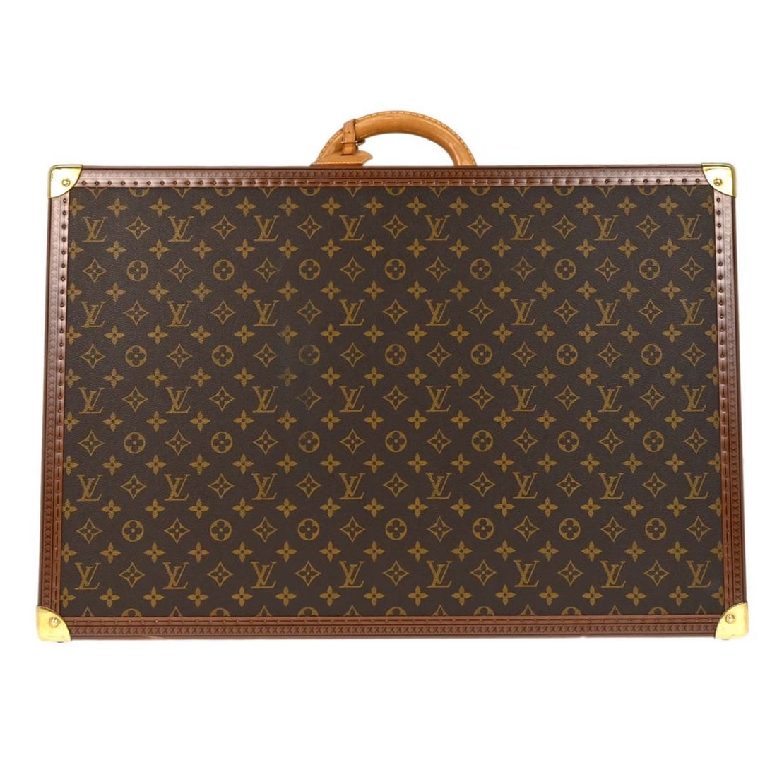 Louis Vuitton Alzer 65 Monogram Canvas Trunk Case M21227: Louis Vuitton Alzer 65 Monogram Canvas Trunk Case M21227 Louis Vuitton Alzer 65 trunk luggage suitcase in brown Monogram canvas with leather trim, made in France. This structured travel case includes 