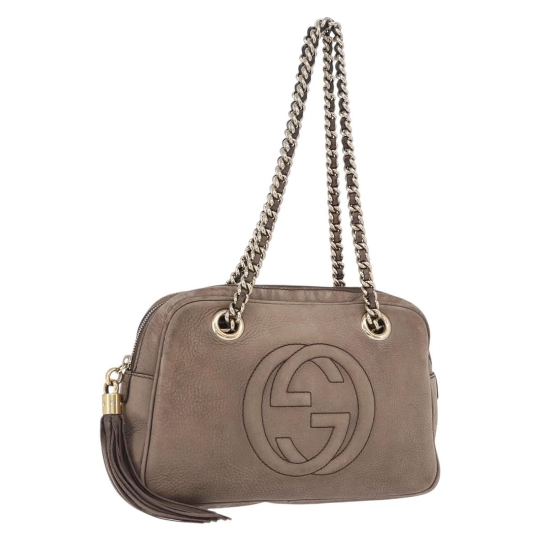 Gucci 308983 Beige Leather Interlocking Shoulder Bag: Gucci 308983 Beige Leather Interlocking Shoulder Bag Gucci Interlocking shoulder bag in beige and gold leather, made in Italy. This women's bag features a shoulder-carry design and includes only the i