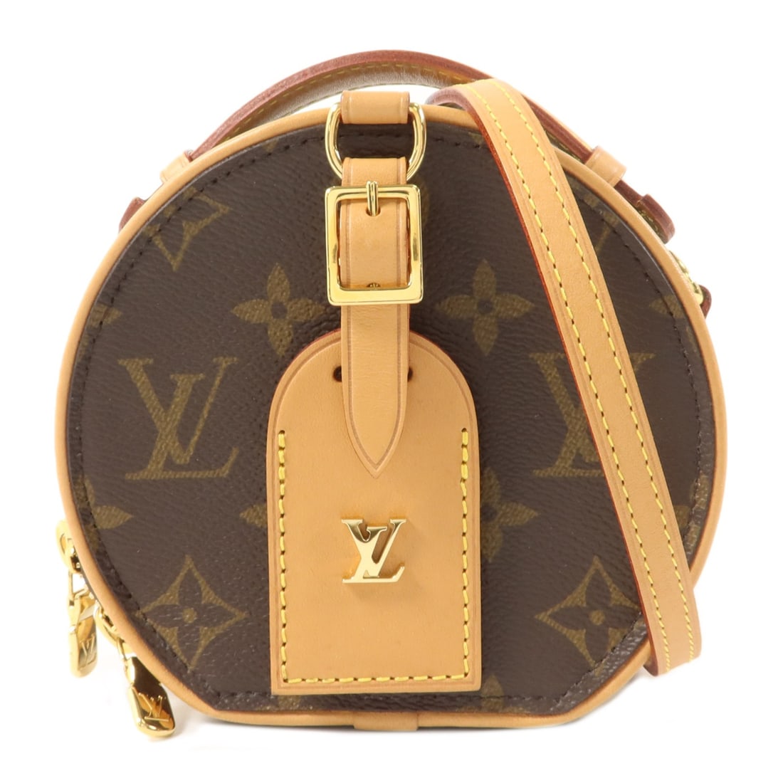 Louis Vuitton M44699 Mini Boite Chapeau Monogram 2 Way Shoulder Bag: Louis Vuitton M44699 Mini Boite Chapeau Monogram 2 Way Shoulder Bag Compact and structured, this Louis Vuitton Mini Boite Chapeau is a 2-way shoulder bag in brown Monogram PVC coated canvas. The desig