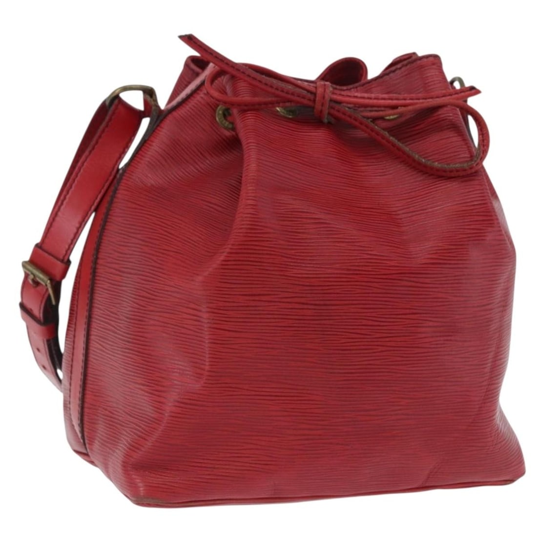 Louis Vuitton M44107 Petit Noe Red Epi Leather Shoulder Bag: Louis Vuitton M44107 Petit Noe Red Epi Leather Shoulder Bag Louis Vuitton Petit Noe shoulder bag in red Epi leather. This women's bag is made in France and includes the item only; box and dust bag are