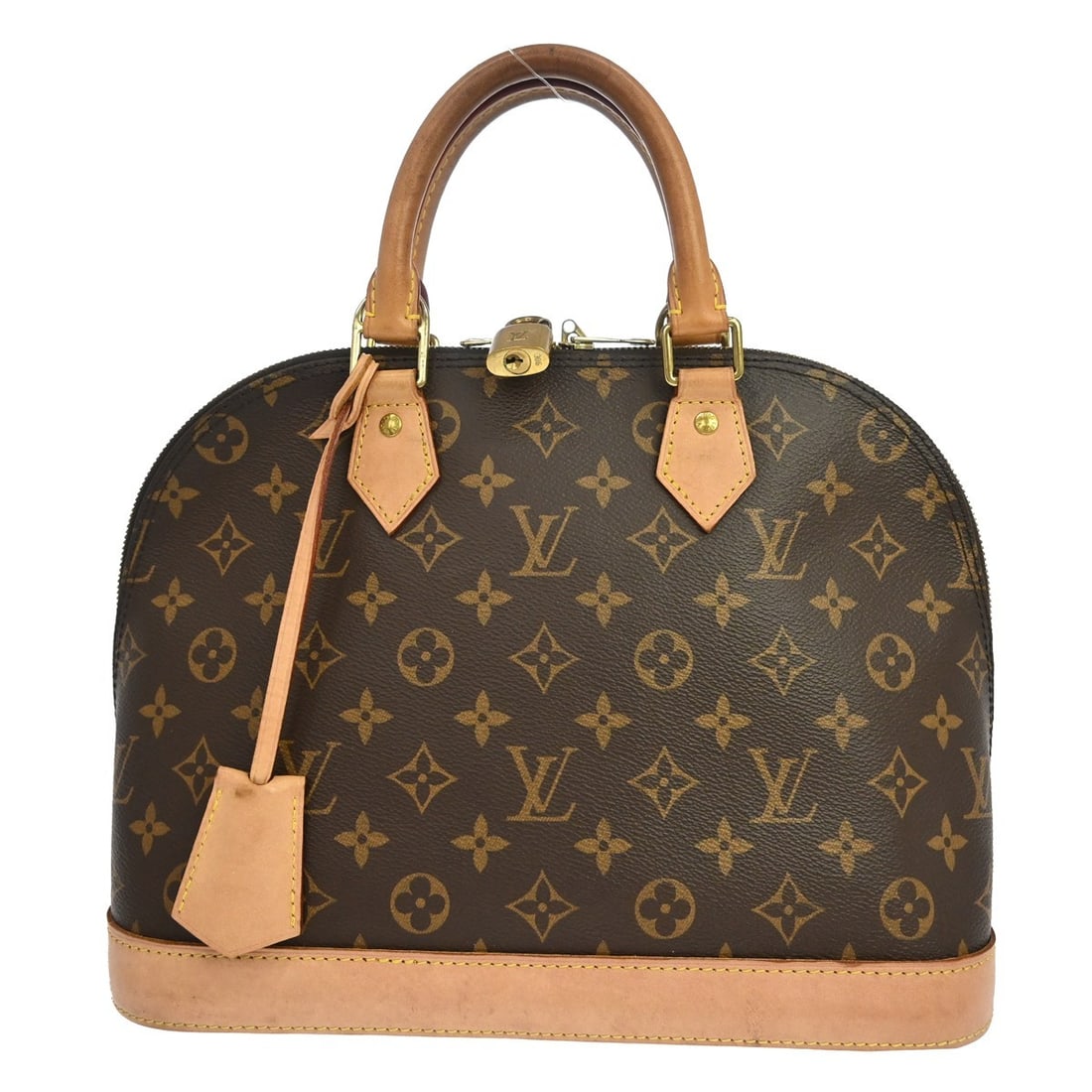 Louis Vuitton Alma PM Monogram Canvas Handbag M53151: Louis Vuitton Alma PM Monogram Canvas Handbag M53151 Vintage Louis Vuitton Alma PM handbag in Monogram canvas with leather trim and double handles. This women's handbag features a zip closure, brown e