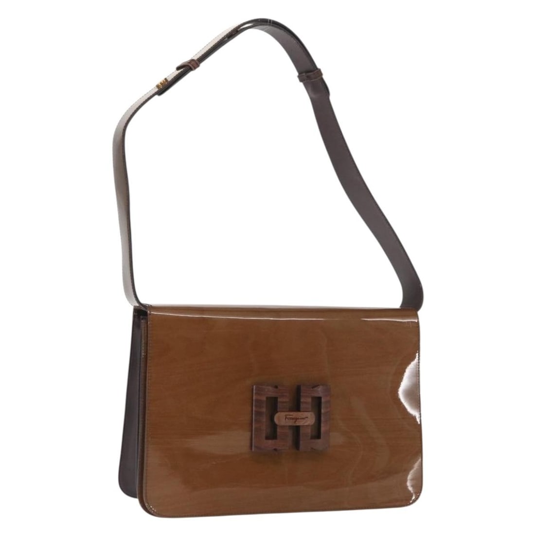Salvatore Ferragamo Gancini Enamel Shoulder Bag Beige Gold: Salvatore Ferragamo Gancini Enamel Shoulder Bag Beige Gold Salvatore Ferragamo Gancini shoulder bag in beige and gold enamel, made in Italy. This women's bag includes the item shown only; item box and