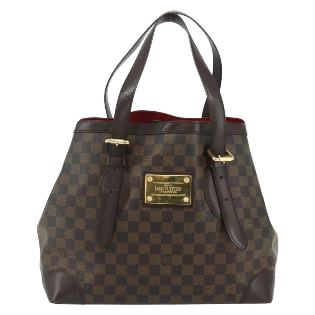 Louis Vuitton Hampstead Brown Canvas Handbag: Louis Vuitton Hampstead Brown Canvas Handbag Louis Vuitton Hampstead handbag in brown canvas with a structured silhouette and leather trim. Made in Spain, this piece remains a stylish everyday bag wit