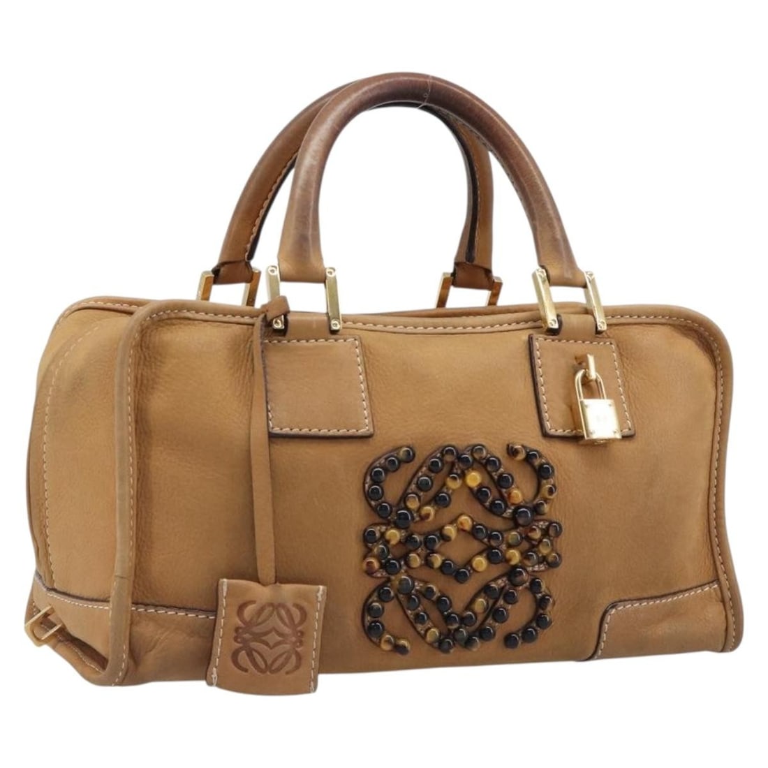LOEWE Amazona 28 Beige Leather Handbag with Dust Bag Padlock Keys (1 of 18)
