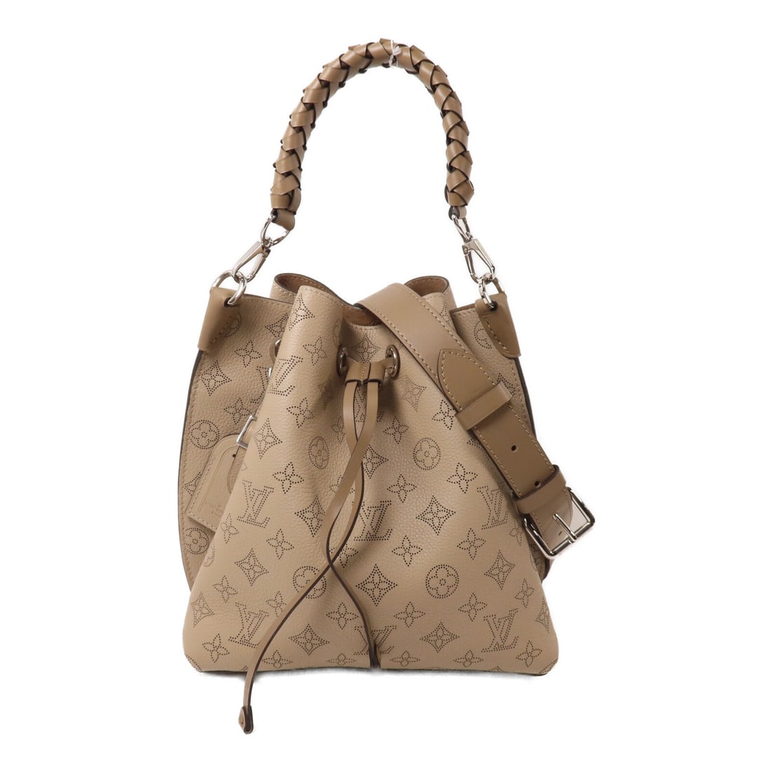 Louis Vuitton Muria M55799 Mahina calfskin 2way shoulder bag beige: Louis Vuitton Muria M55799 Mahina calfskin 2way shoulder bag beige Louis Vuitton Muria 2-way shoulder bag in beige Mahina and calfskin (cowhide). This women's bag features a structured silhouette with