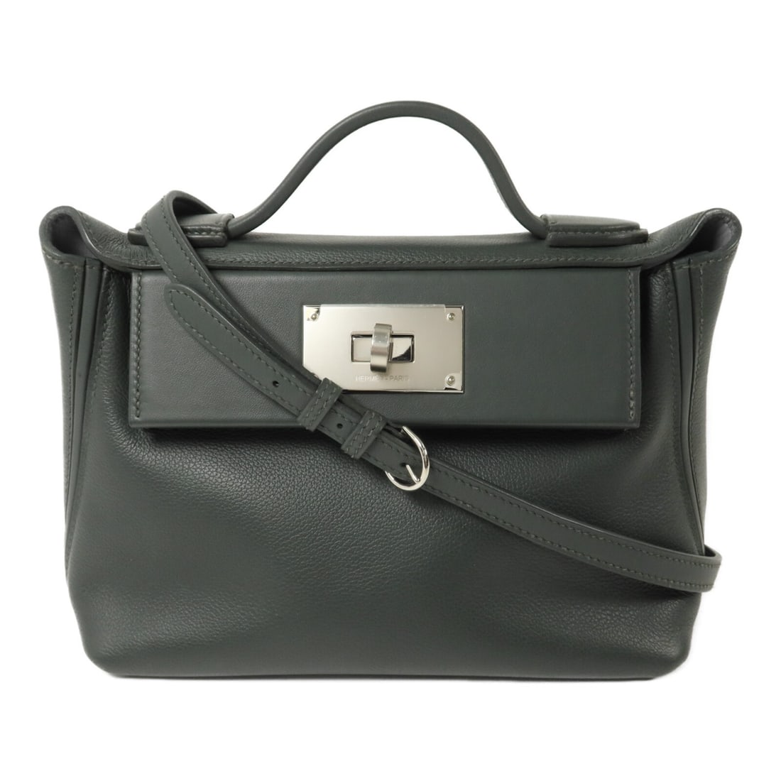 Hermes 24 24 Mini 2way Shoulder Bag Evercolor Calfskin PHW Green Gray (1 of 13)
