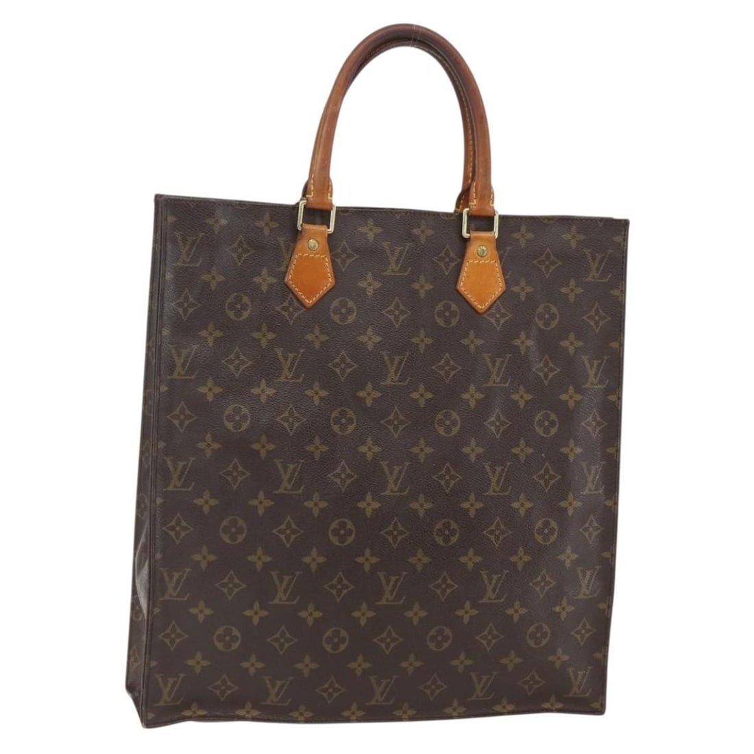 Louis Vuitton M51140 Monogram Canvas Sac Plat Tote Bag from France: Louis Vuitton M51140 Monogram Canvas Sac Plat Tote Bag from France This is a Louis Vuitton Monogram Sac Plat handbag, crafted in monogram canvas with leather handles. The bag is made in France and fea