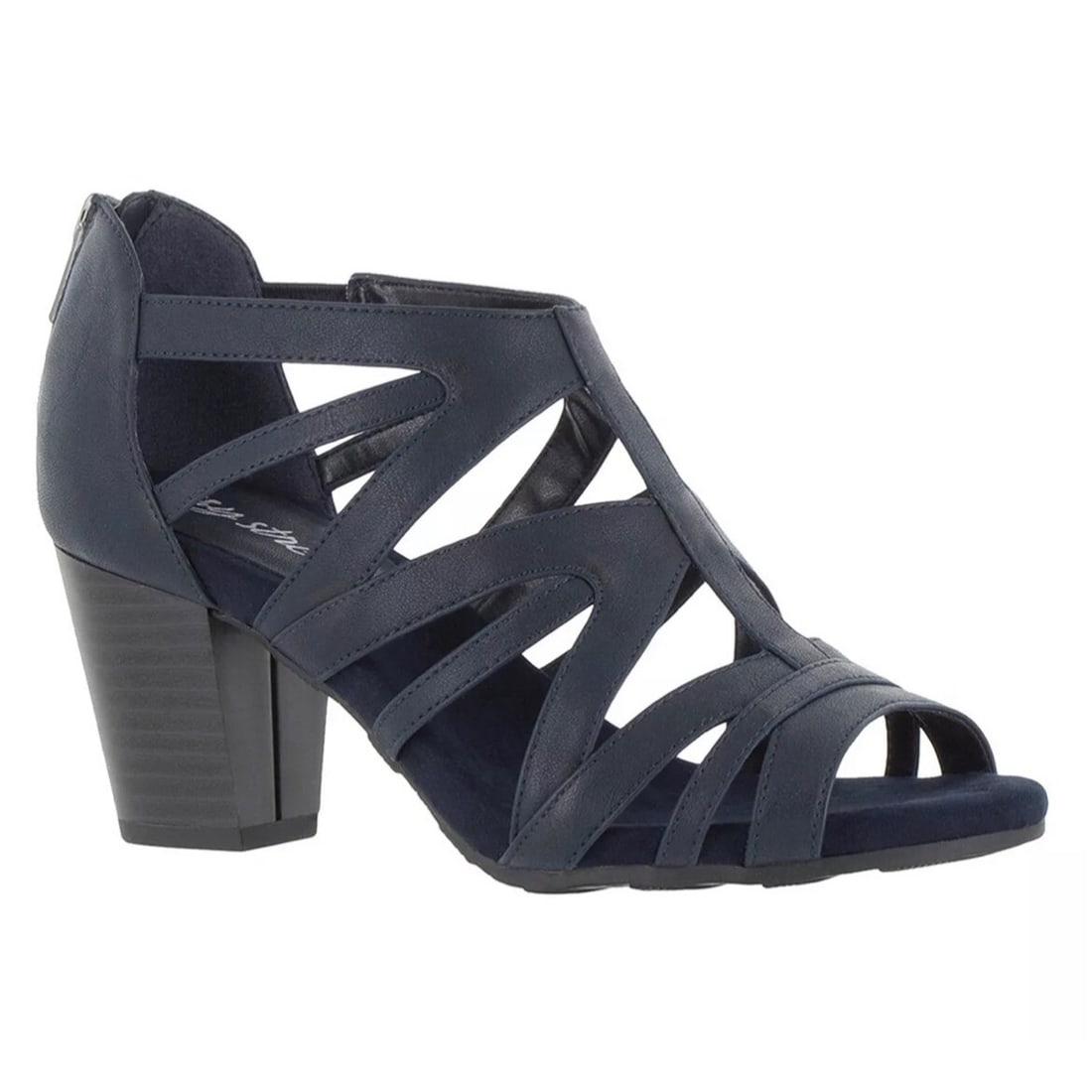 Easy Street Amaze Navy Blue Women's High Heel Sandals 8.5 N: Easy Street Amaze Navy Blue Women's High Heel Sandals 8.5 N Elevate your summer wardrobe with the Easy Street Amaze Women's High Heel Sandals in a stylish navy blue. These sandals feature an open toe 