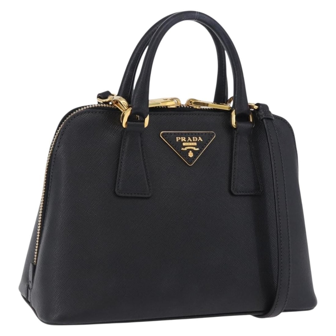 PRADA Saffiano Leather 2 Way Hand Bag Black with Dust Bag Strap (1 of 18)