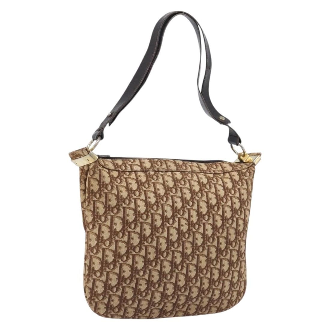 Christian Dior Trotter Canvas Shoulder Bag Beige Gold France: Christian Dior Trotter Canvas Shoulder Bag Beige Gold France Authentic Christian Dior shoulder bag in beige and gold Trotter canvas. This women's bag is made in France and features a slim profile with
