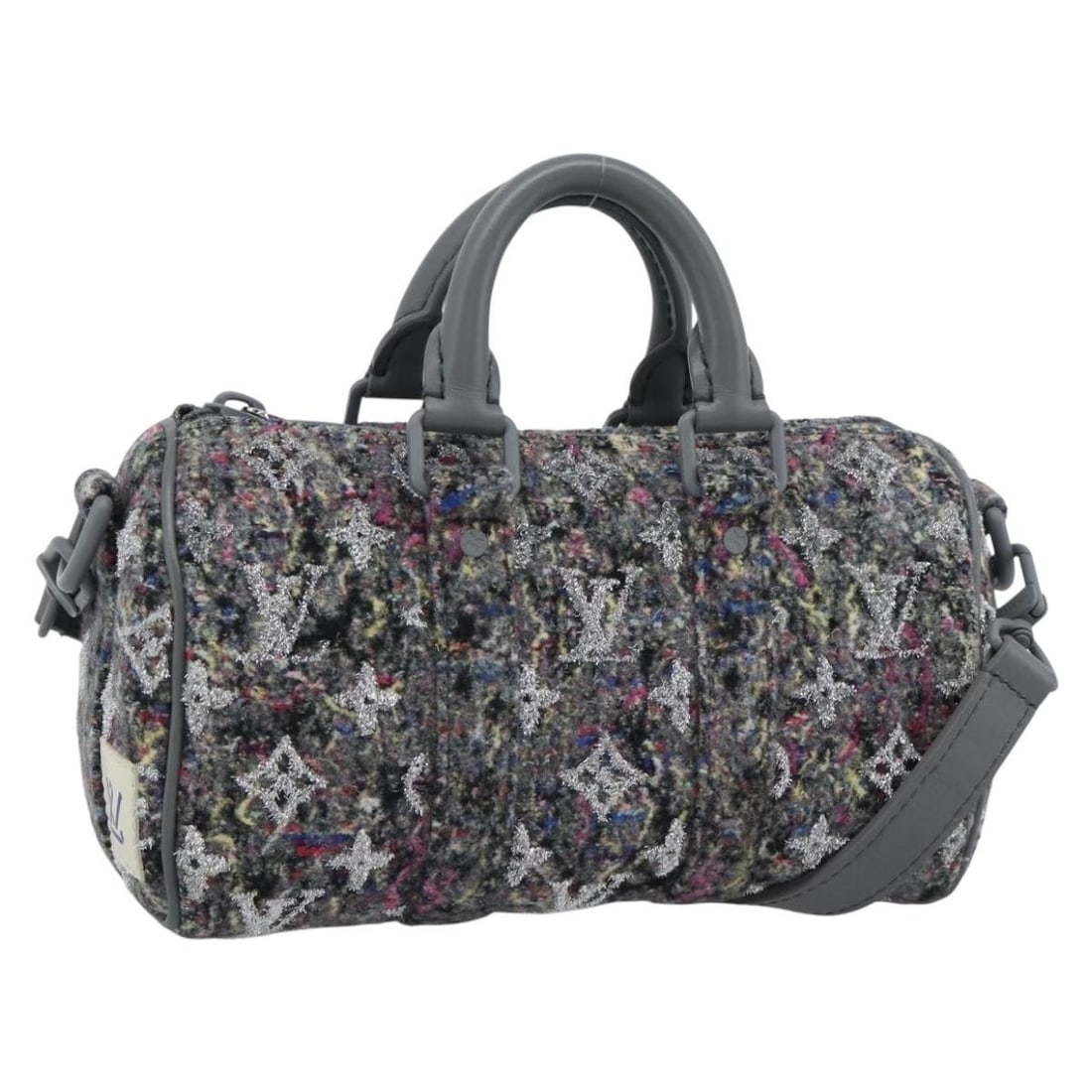 Louis Vuitton Keepall XS Monogram Canvas Handbag Gray Pink M80821: Louis Vuitton Keepall XS Monogram Canvas Handbag Gray Pink M80821 Louis Vuitton Keepall XS handbag in gray and pink Monogram canvas. This women's bag includes a dust bag and shoulder strap. Condition 